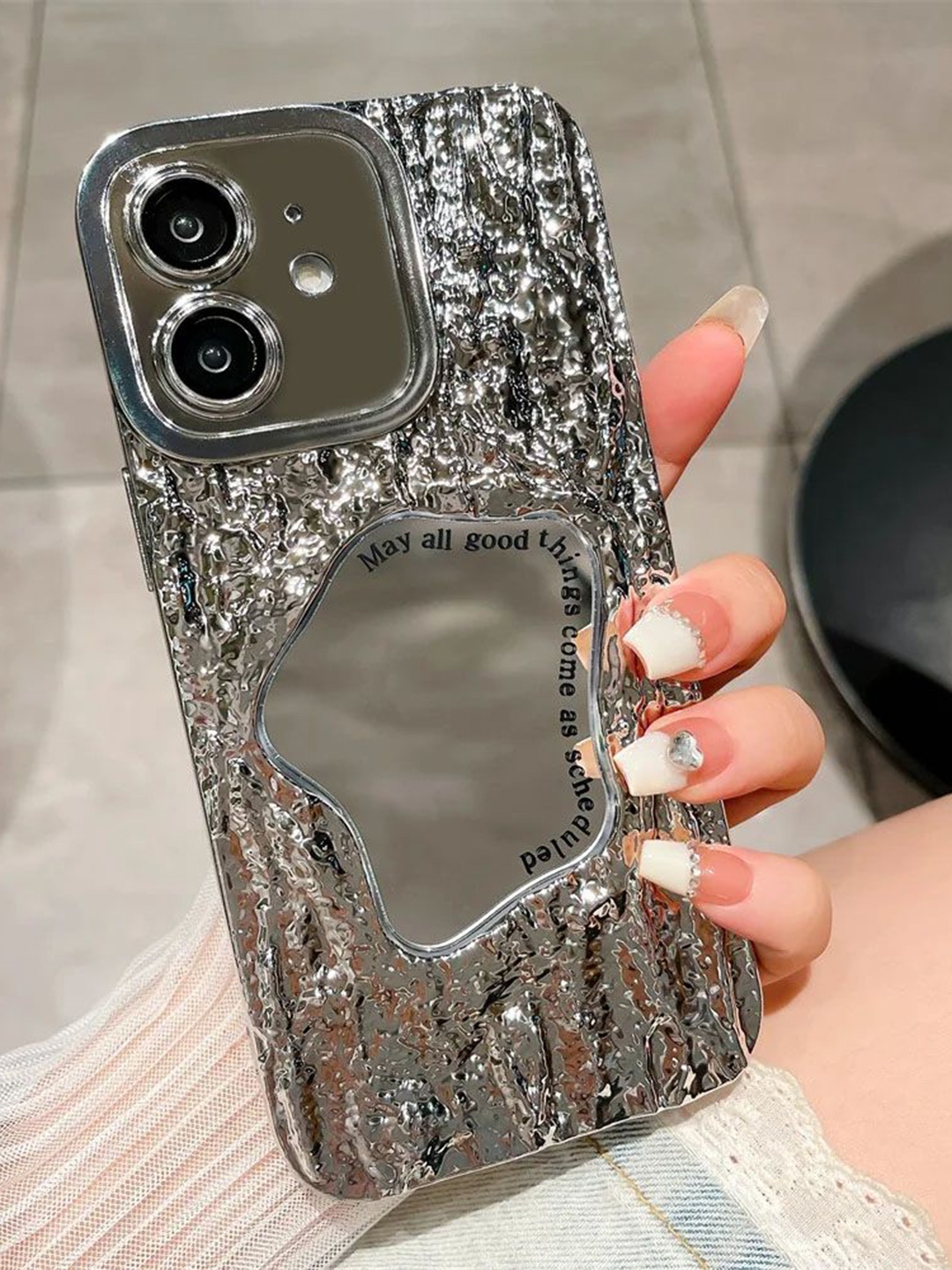 

Luxury Kase Conversational Printed iPhone 12 Back Case Mobile Accessories, Silver