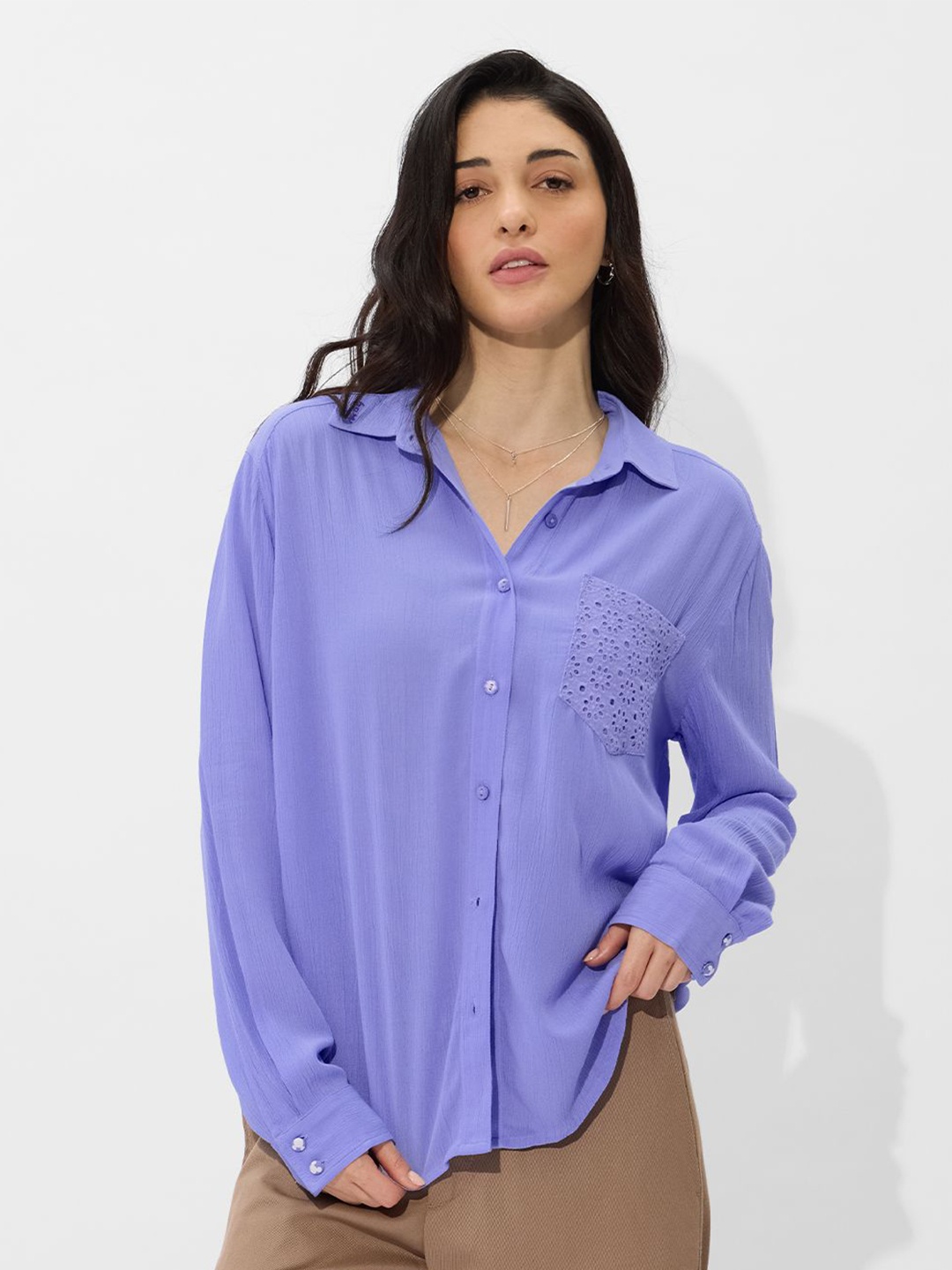 

The Souled Store Women Opaque Printed Casual Shirt, Blue