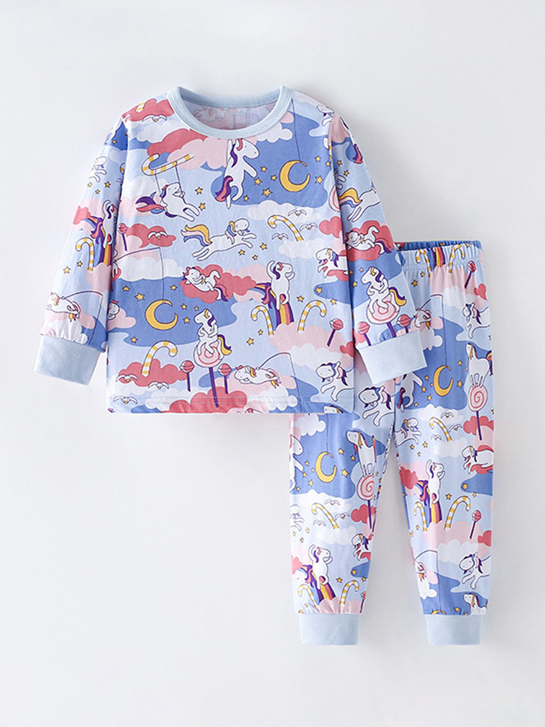

LULU & SKY Girls Printed Night Suit, Blue