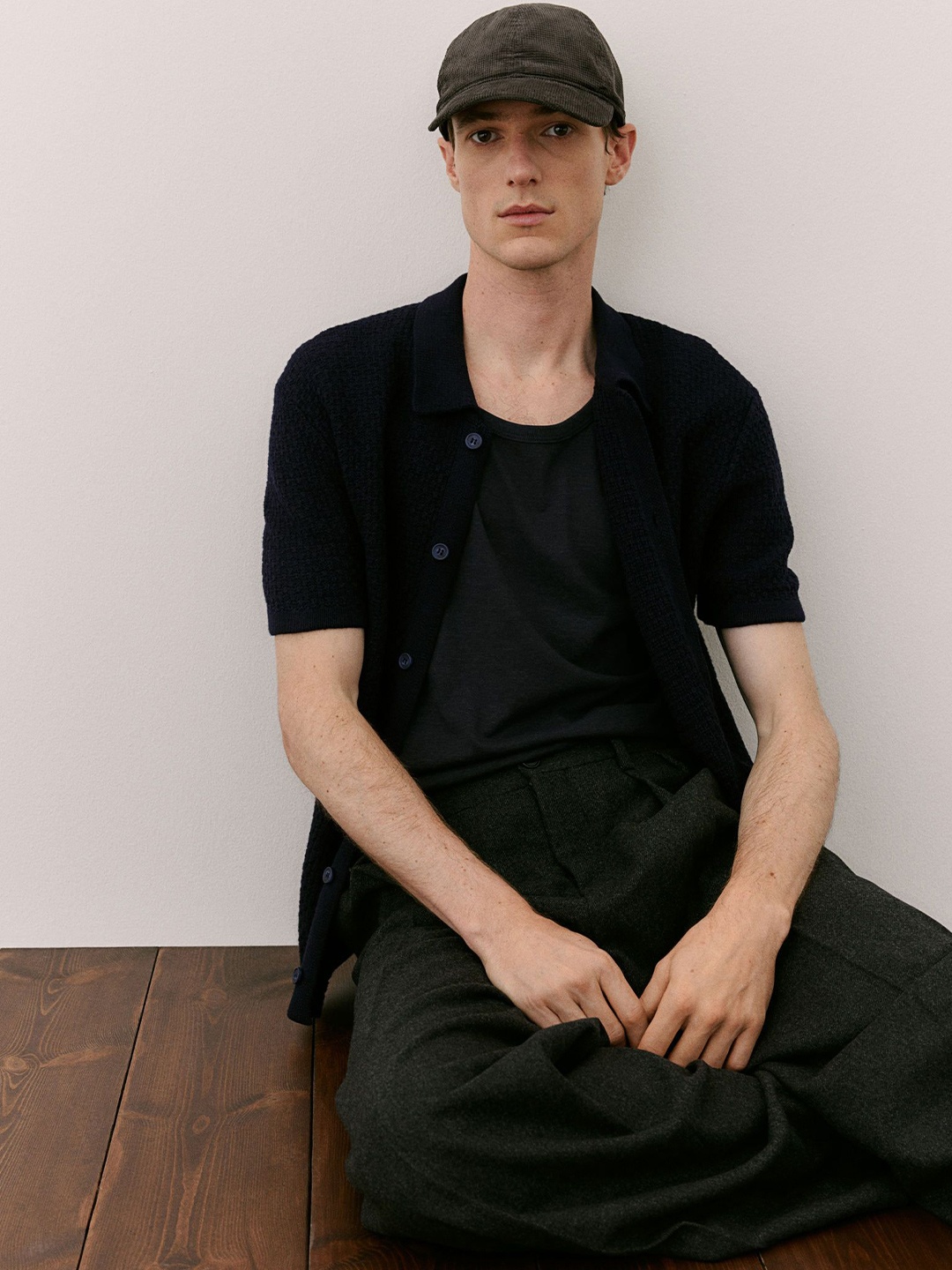 

H&M Regular Fit Textured-Knit Shirt, Blue