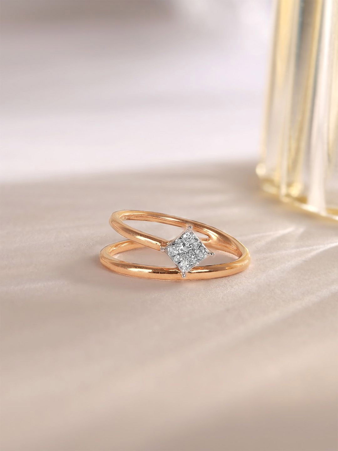 

Mia by Tanishq Women 14KT Rose Gold Diamond Finger Ring Gold - 2.47 g