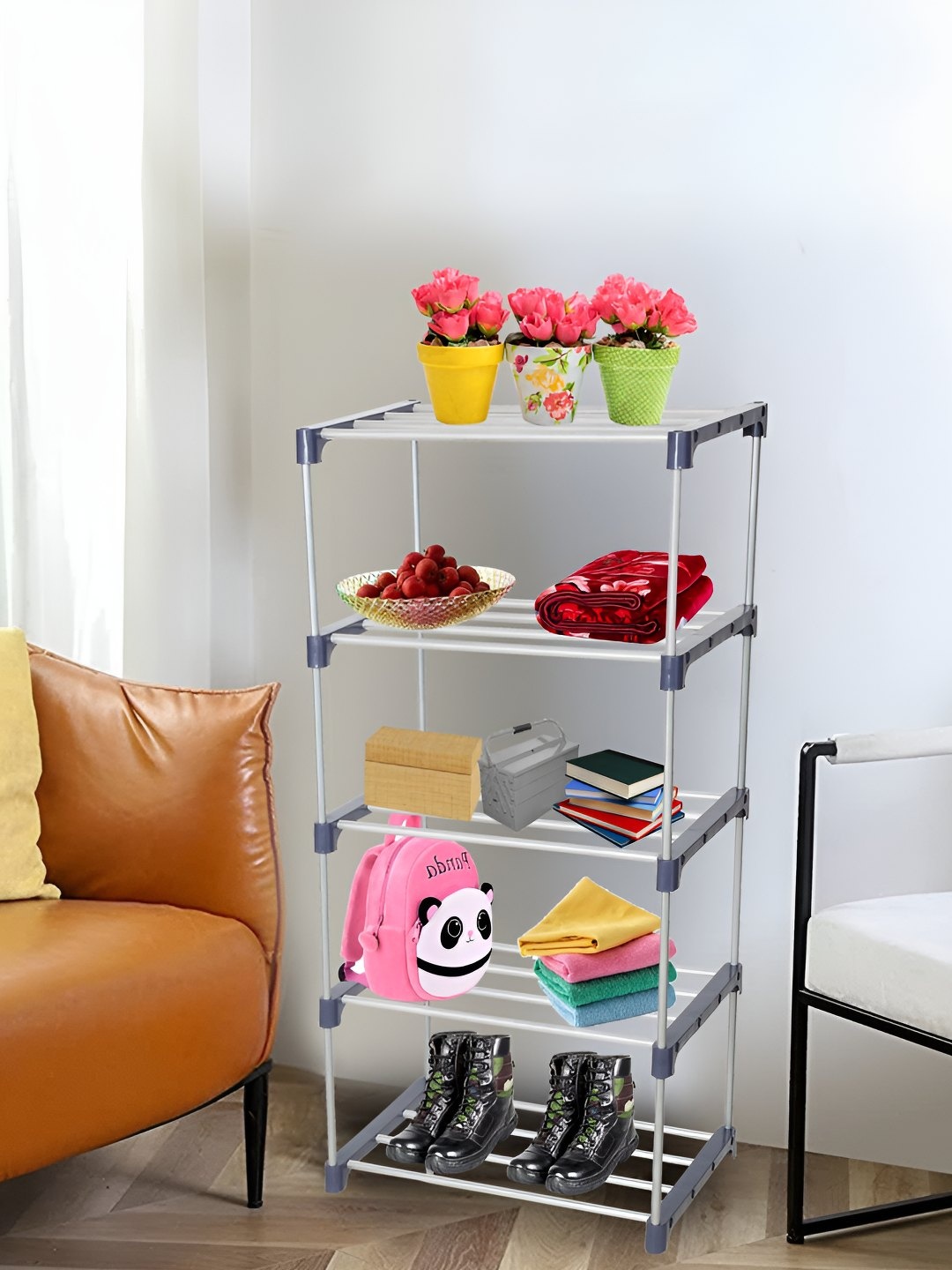

Decent Hut Navy Blue 5-Tier Rectangle Stainless Steel Shoe Rack