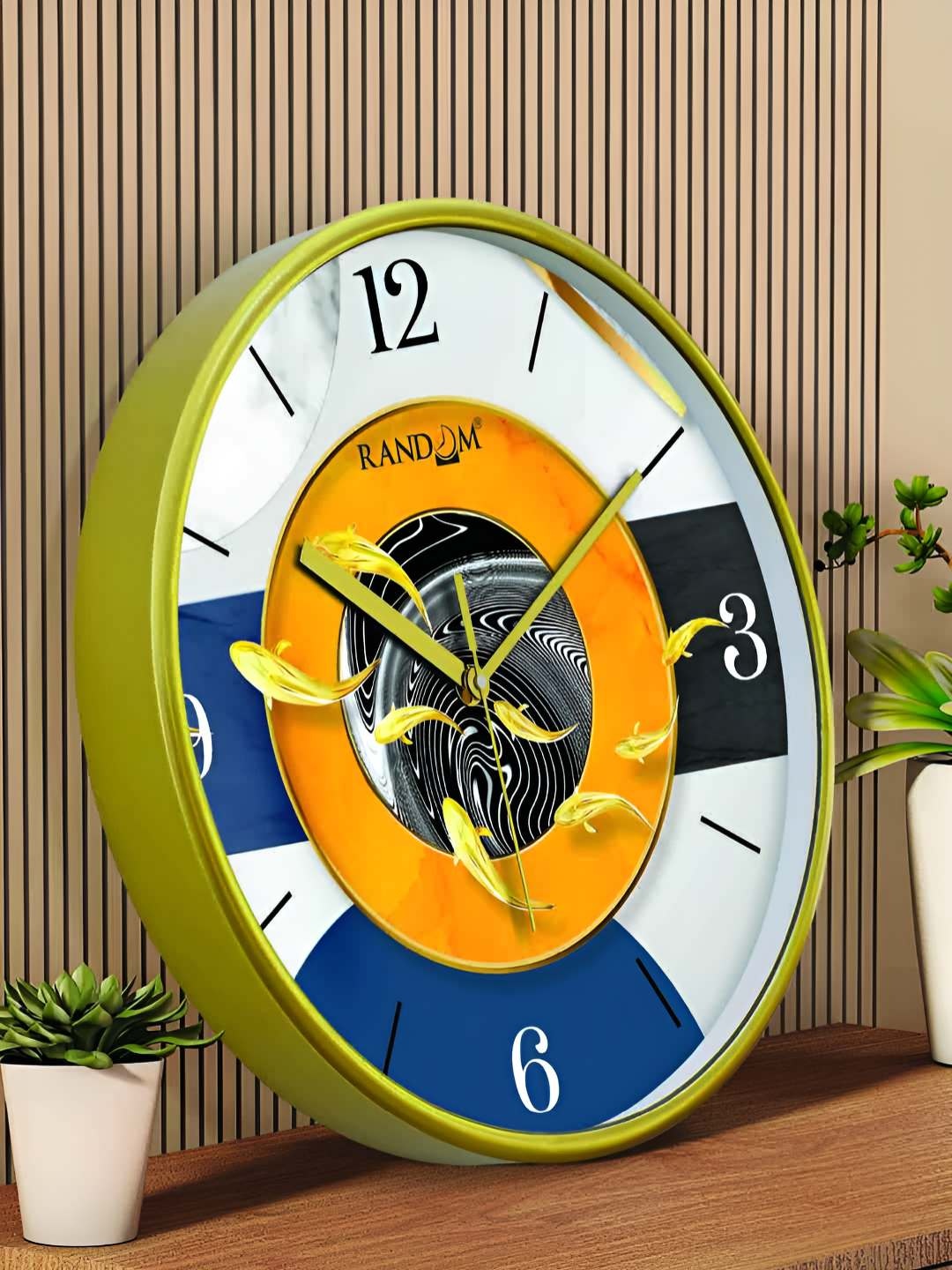 

RANDOM Printed Round Shaped Sweep Silent Movement Contemporary Wall Clock, Green
