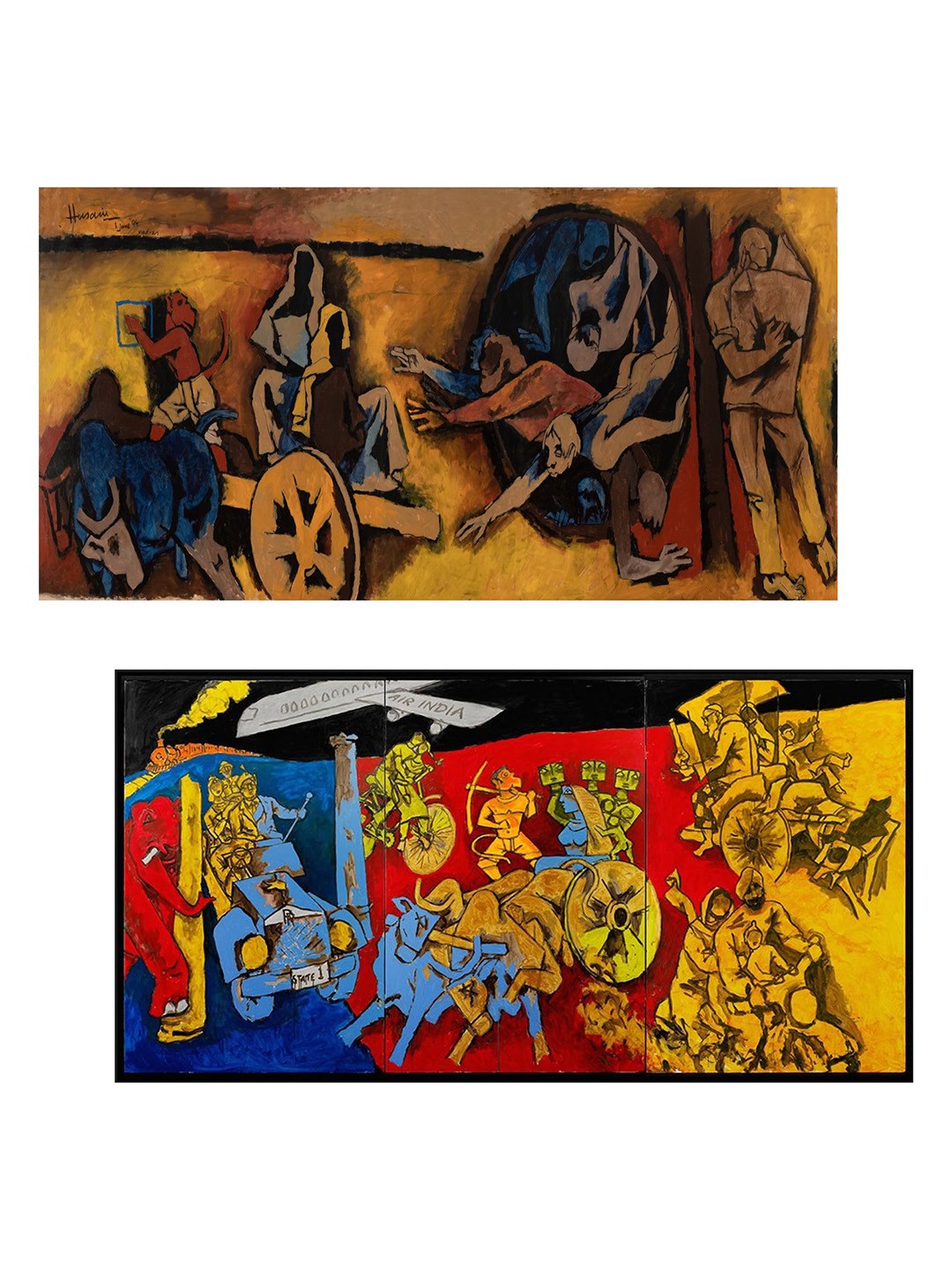 

Adventures India Red & Blue 2 Pieces Wooden Painting Wall Arts