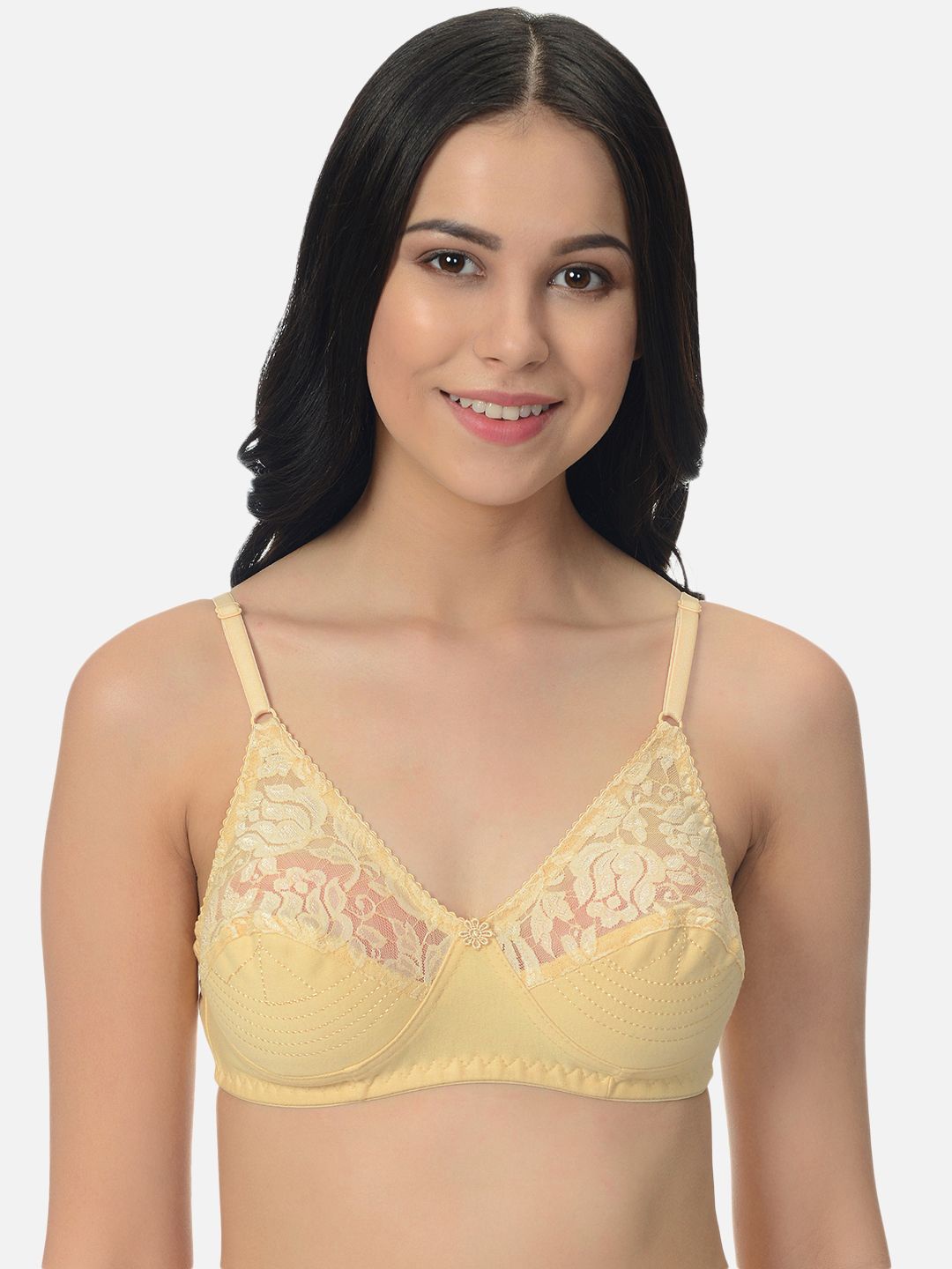 

mod & shy Floral Medium Coverage Non Padded Everyday Bra, Beige