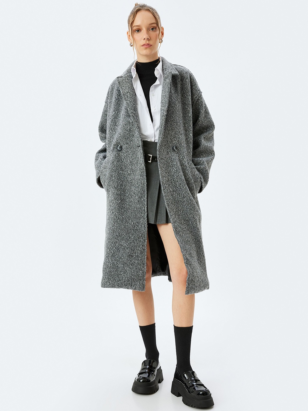 

Koton Long Sleeves Knee Length Coat, Grey