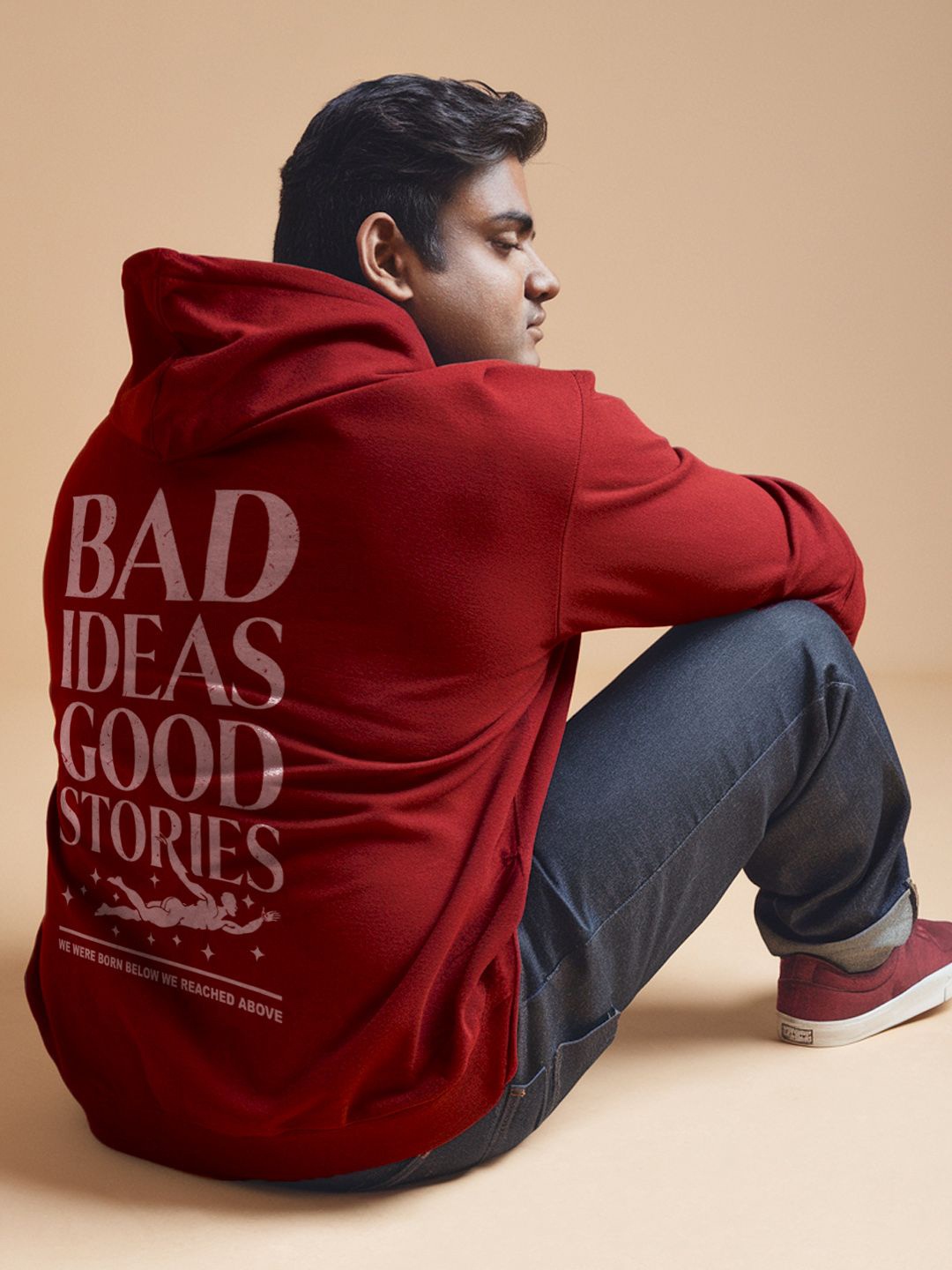

FFLIRTYGO Men Printed Hooded Sweatshirt, Red