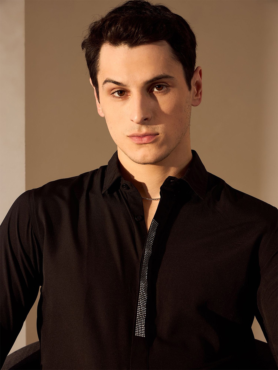 

DENNISON Smart Fit Embellished Party Shirt, Black