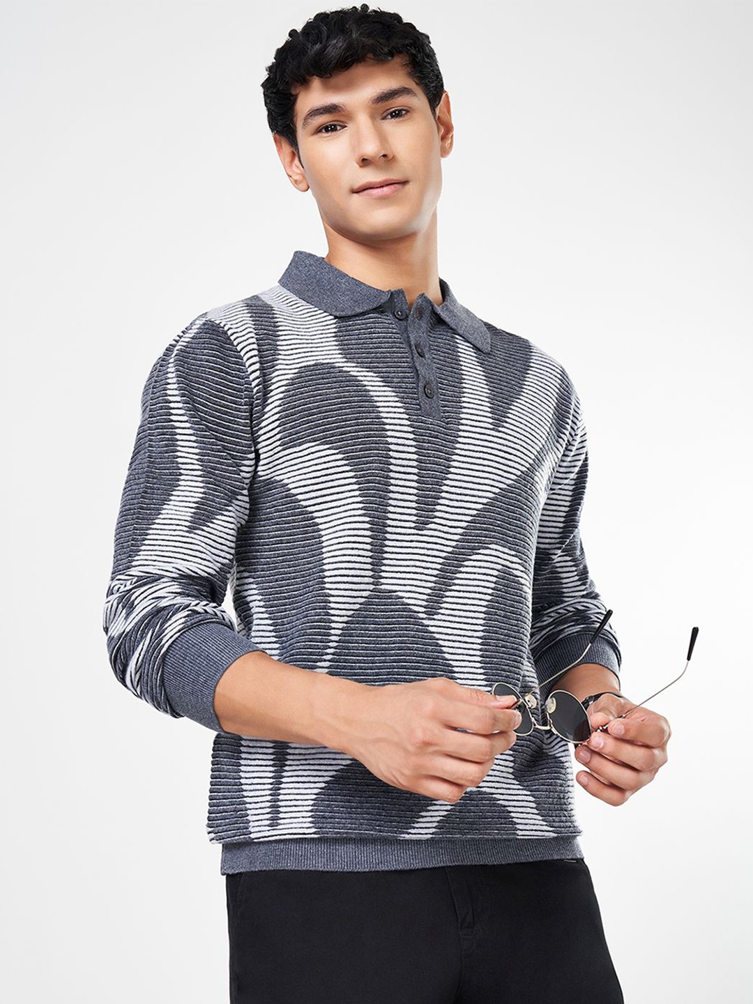 

BYFORD by Pantaloons Men Printed Pullover, Grey