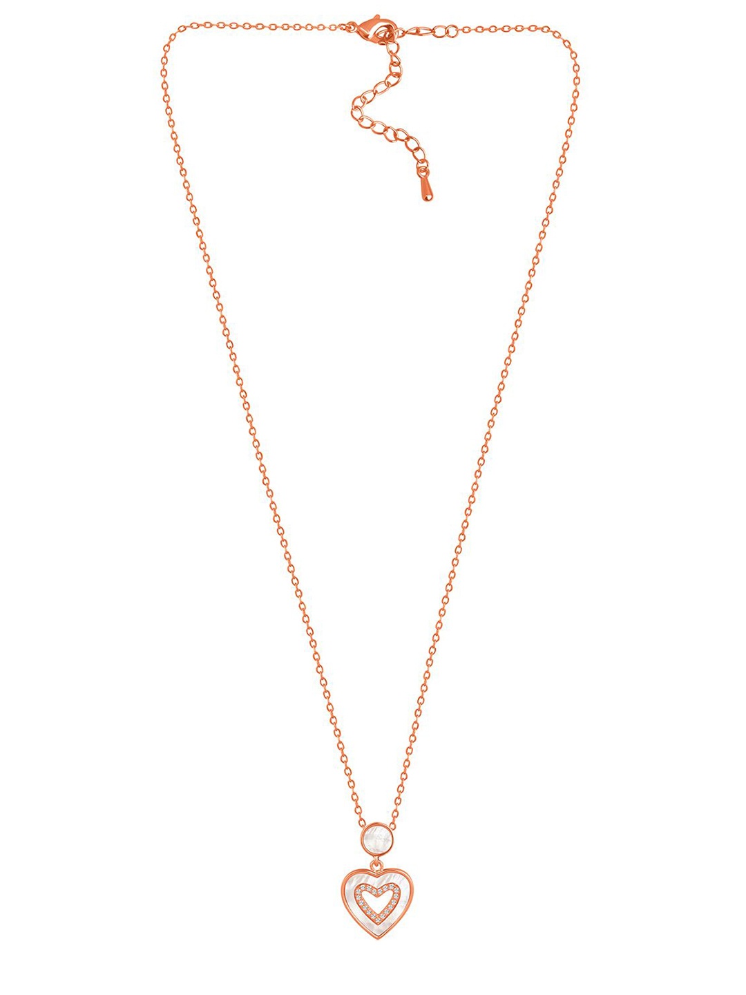 

Peora Rose Gold-Plated CZ-Studded Pendant With Chain