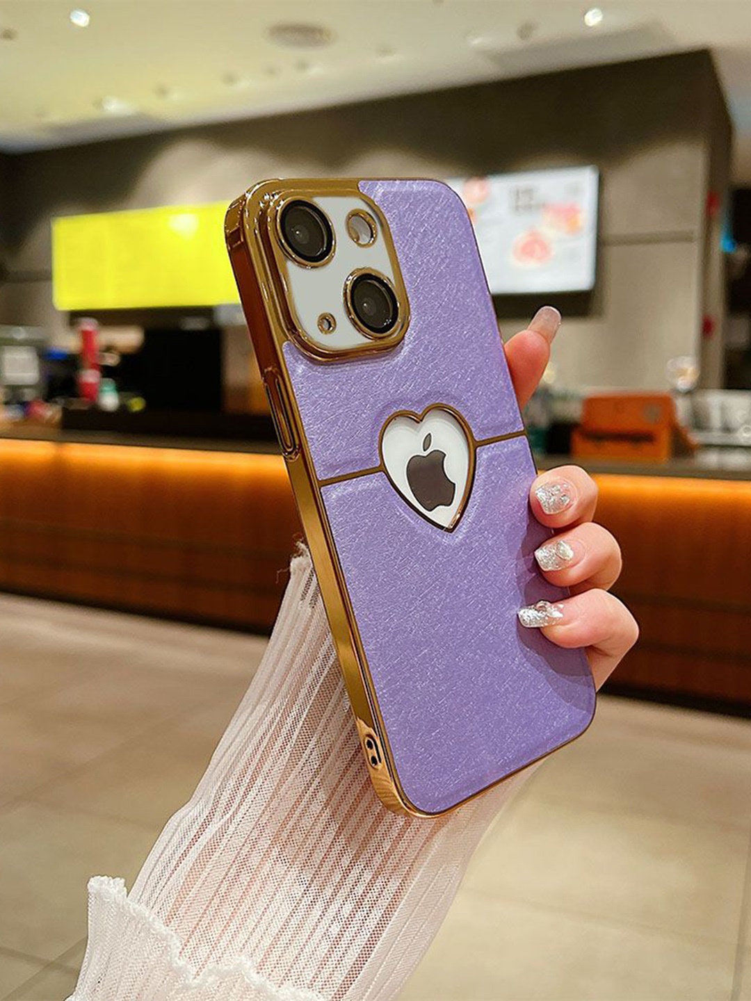 

Luxury Kase Textured Printed iPhone 14 Back Case, Purple