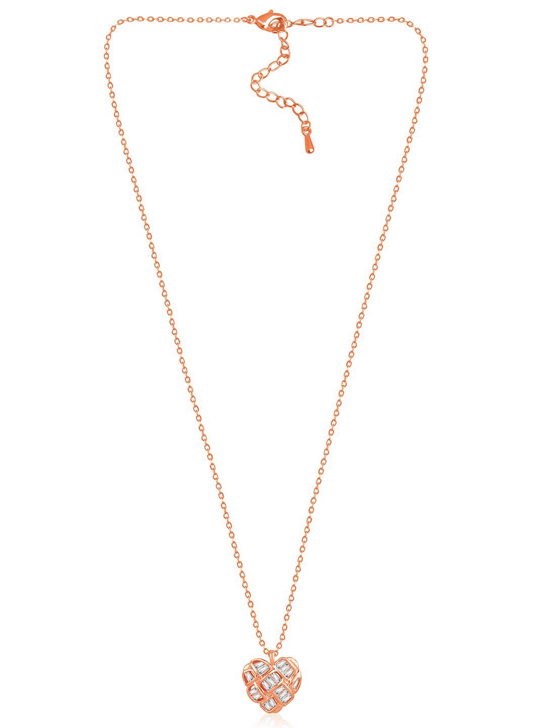 

Peora Rose Gold-Plated CZ-Studded Pendant With Chain