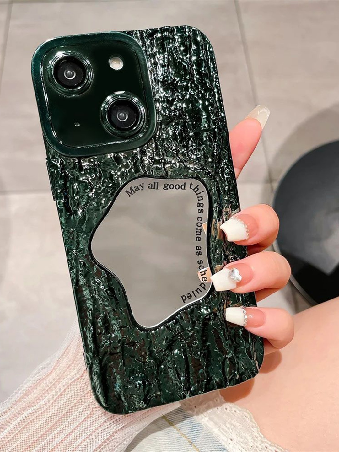 

Luxury Kase Conversational Printed iPhone 15 Back Case Mobile Accessories, Green