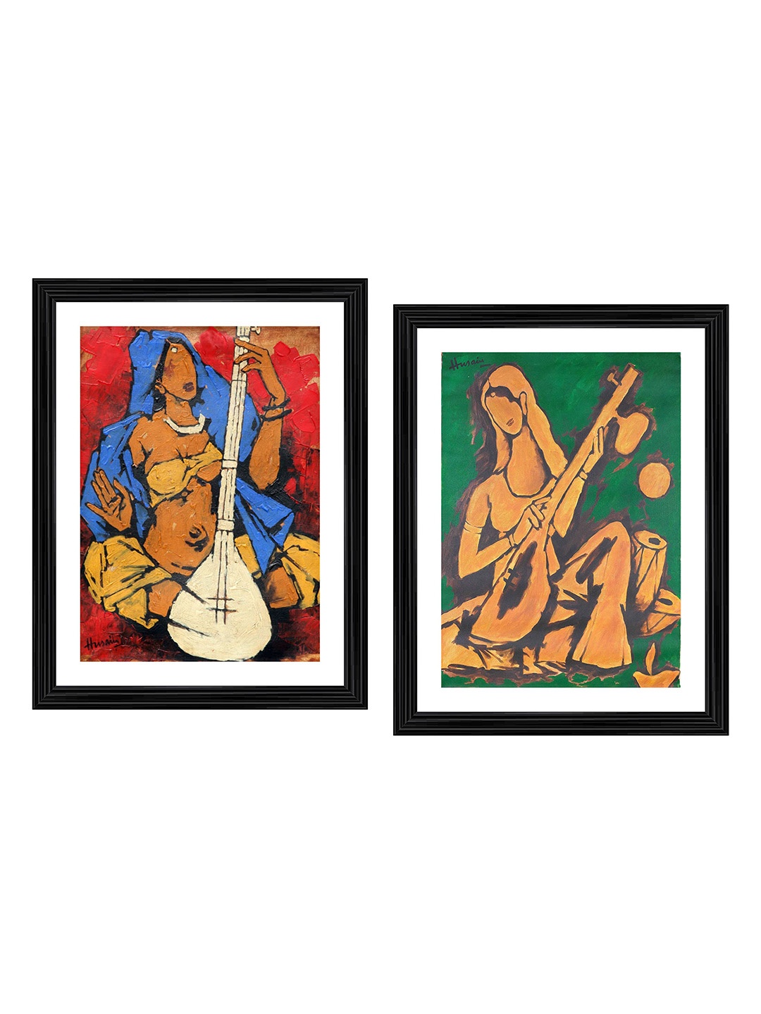 

Adventures India White & Green 2 Pieces Wooden Painting Wall Arts