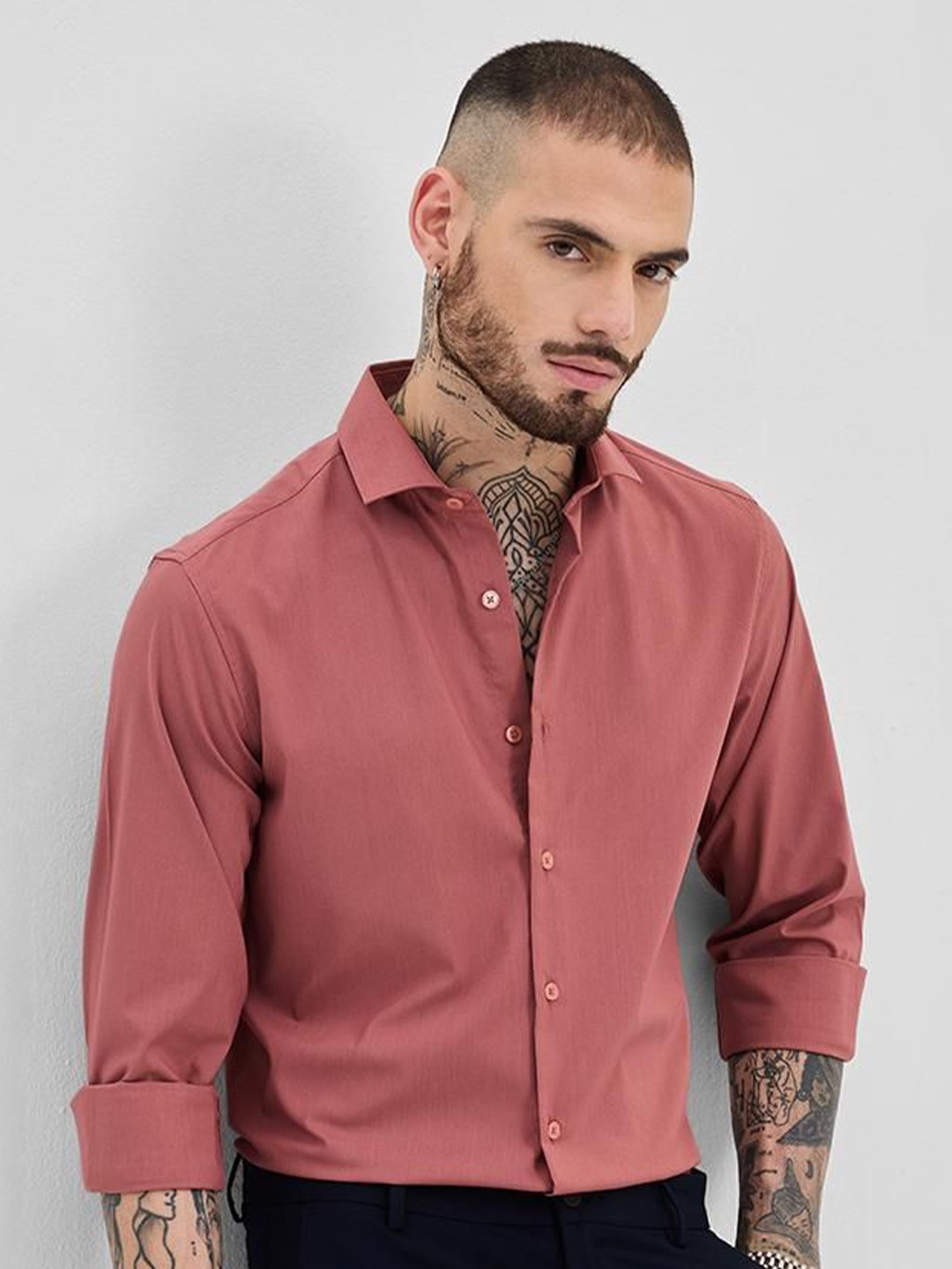 

Snitch Men Smart Slim Fit Opaque Formal Shirt, Red