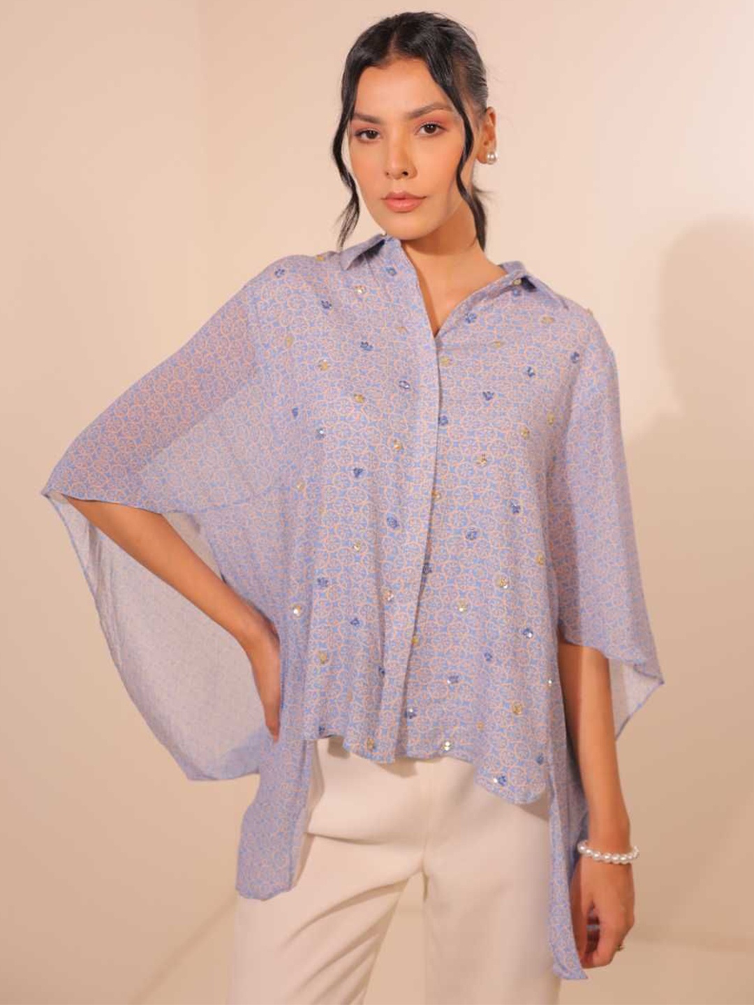 

Komarri U Embellished Bohemian Crepe Top, Purple