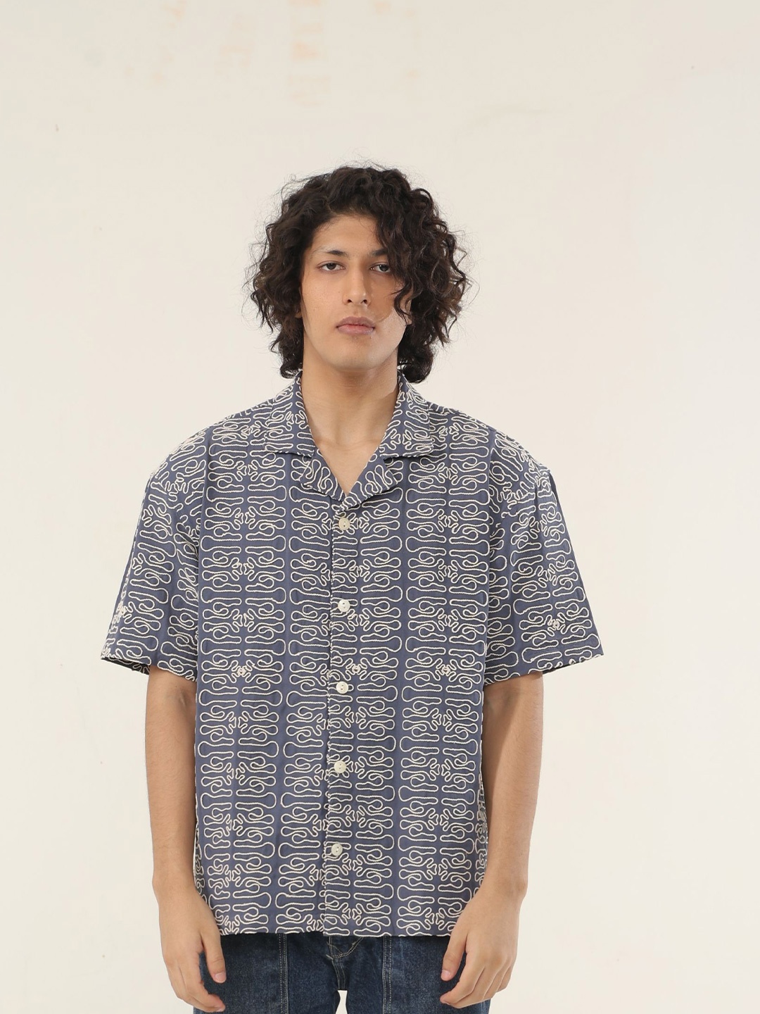

Big Bunny Men Custom Opaque Casual Shirt, Blue