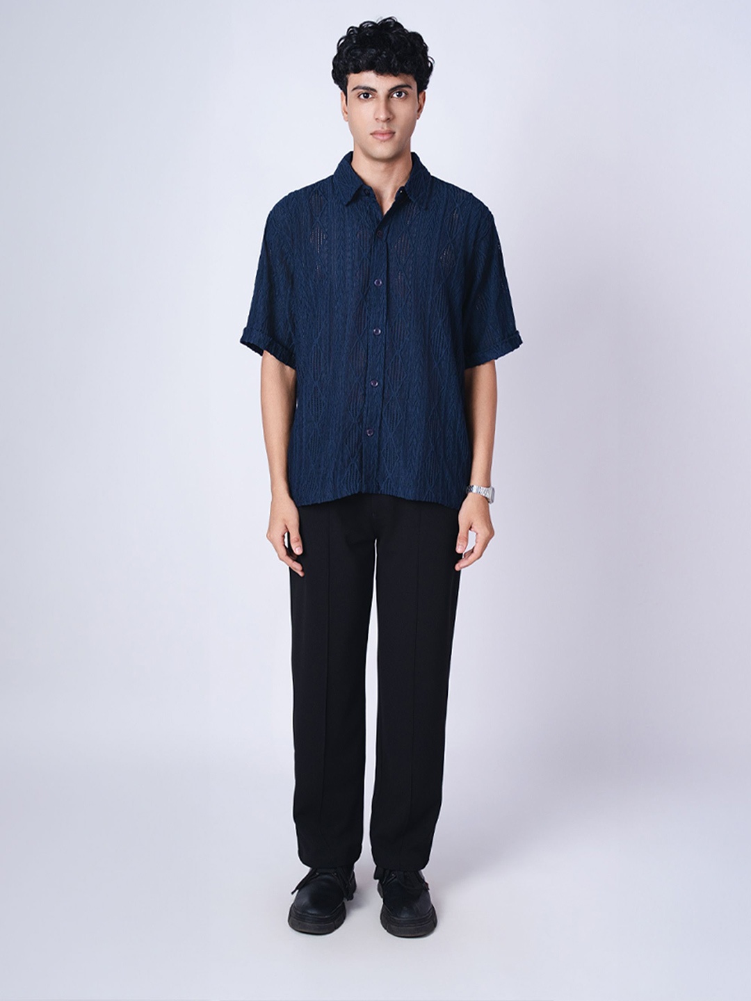 

Hop Head Navy Blue Resort Mesh Shirt