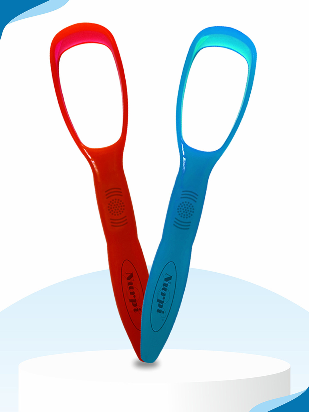 

Nurpi Set Of 2 Plastic Tongue Cleaner, Red