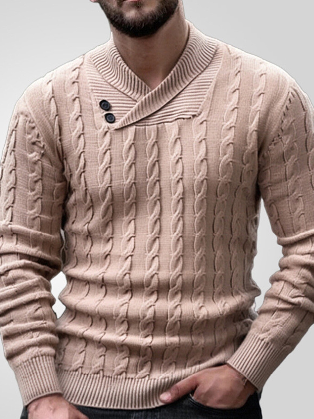 

Mast & Harbour Men Striped Longline Pullover, Khaki