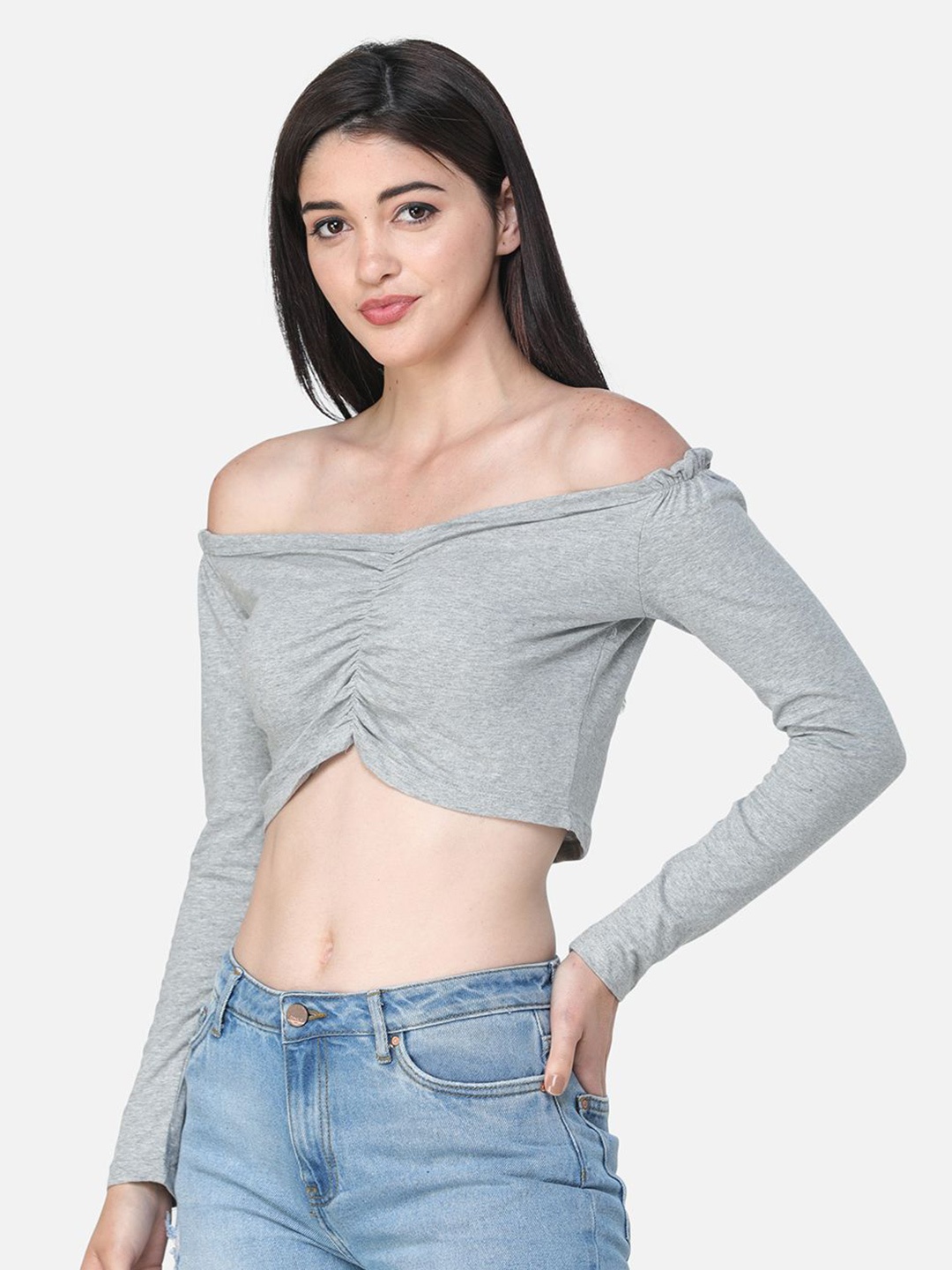 

SCORPIUS Off-Shoulder Crop Top, Gold