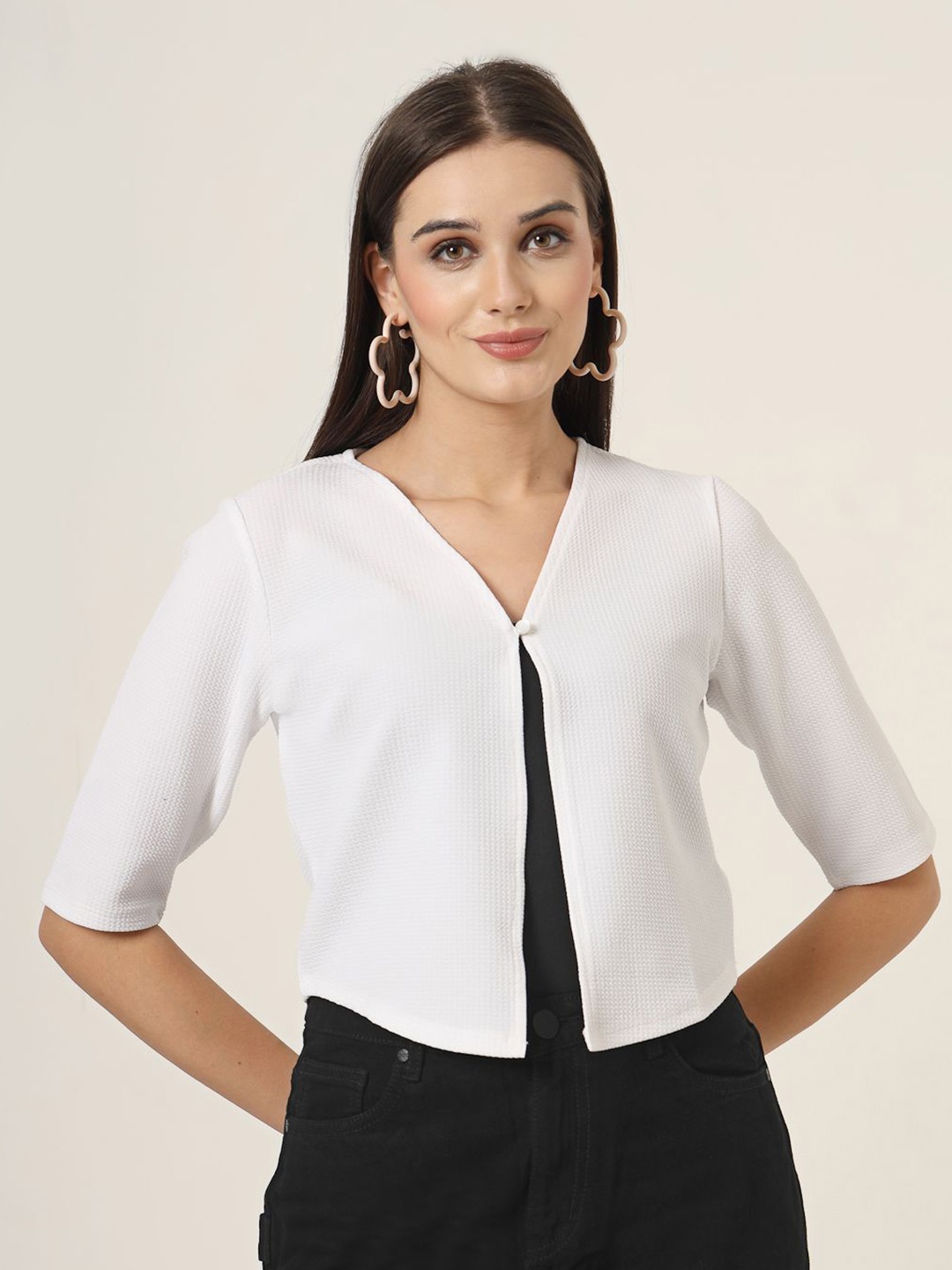 

Style Quotient Women Button Shrug, White