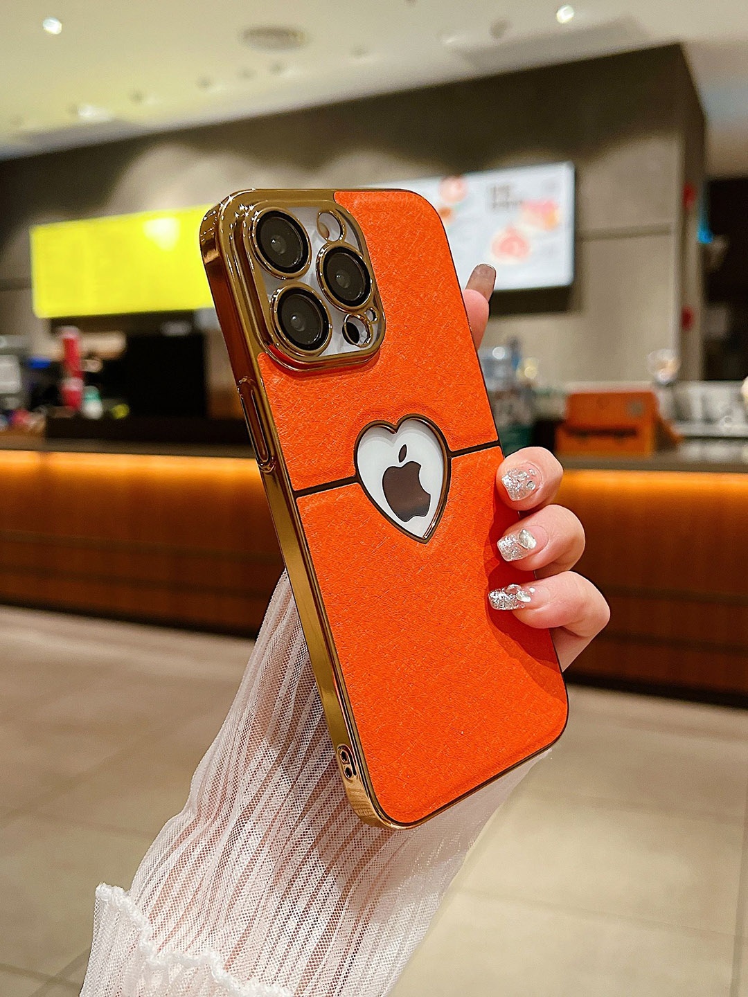 

Luxury Kase Textured iPhone 13 Pro Max Back Case, Orange