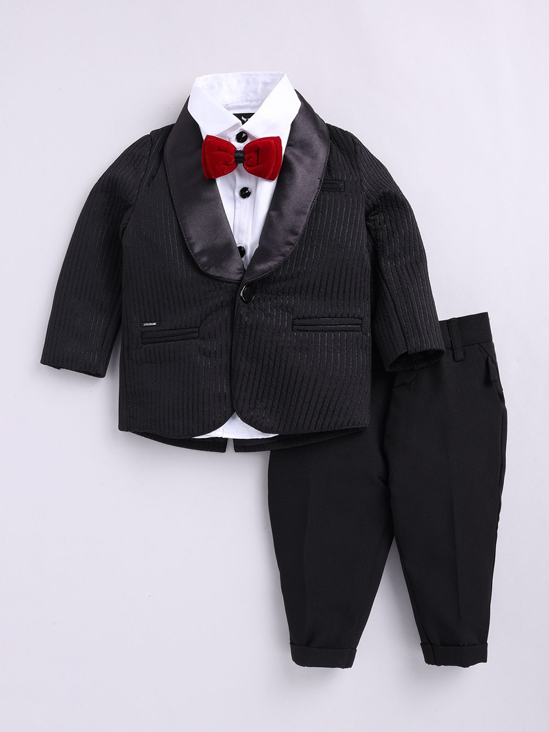 

LITTLE COLLARS Boys Single-Breasted 4 Pieces Party Suit, Black