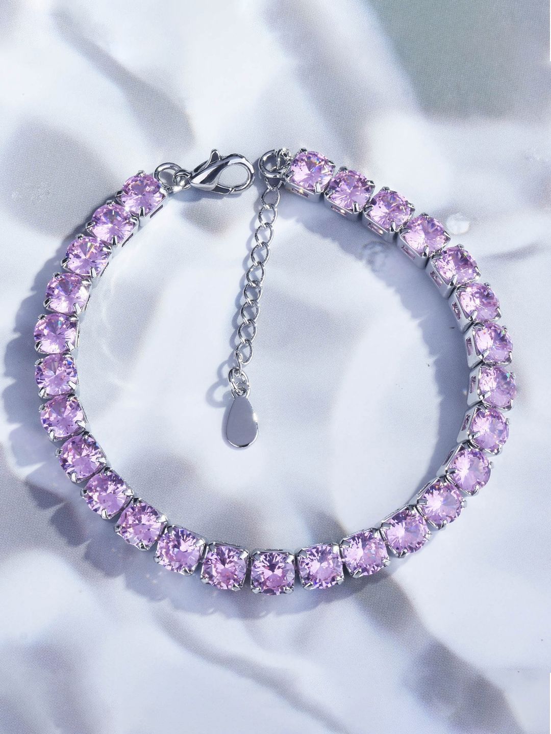 

Designs & You Women American Diamond Silver-Plated Wraparound Bracelet