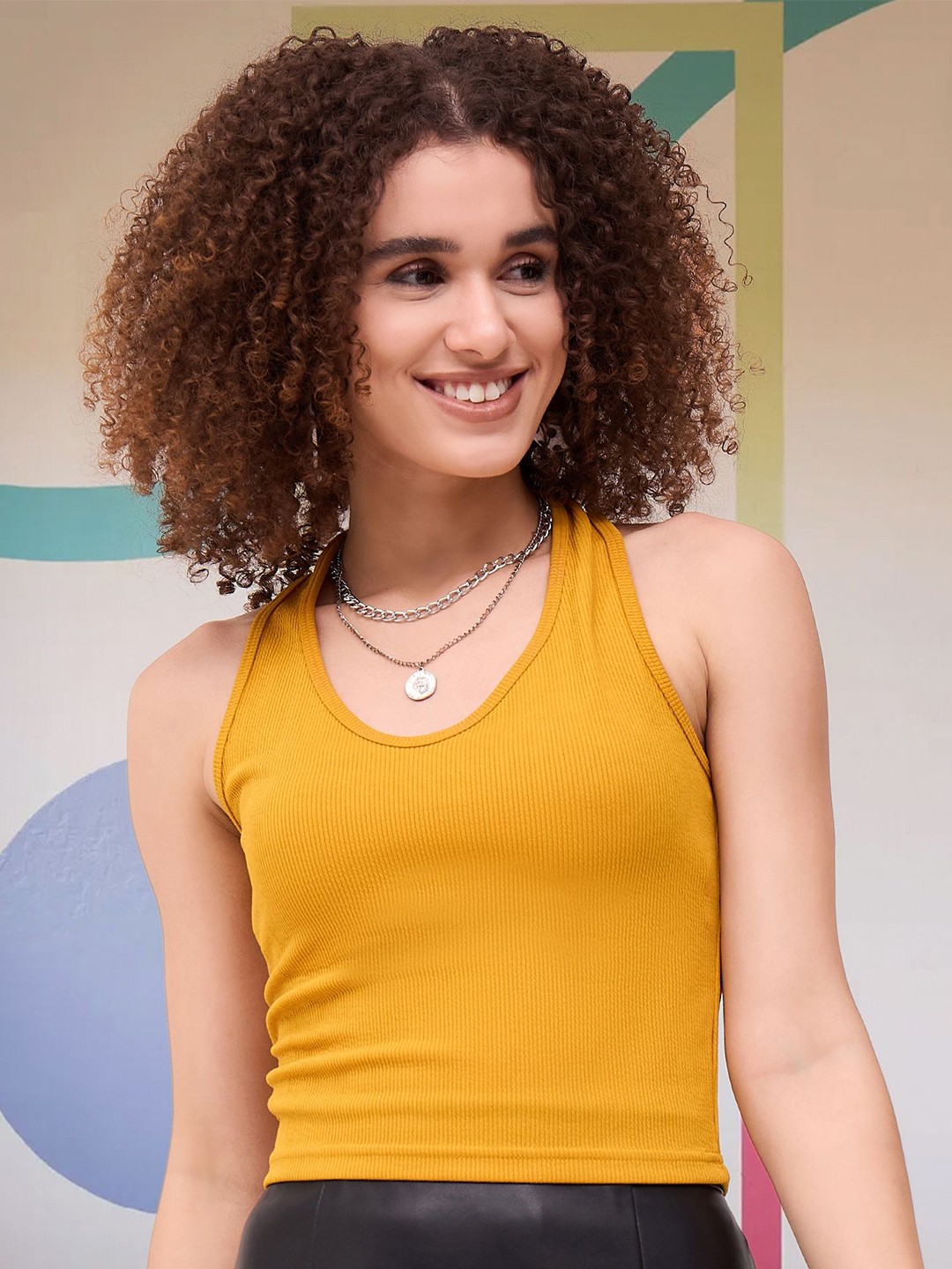 

DressBerry Women Halter Neck Tank Top, Mustard