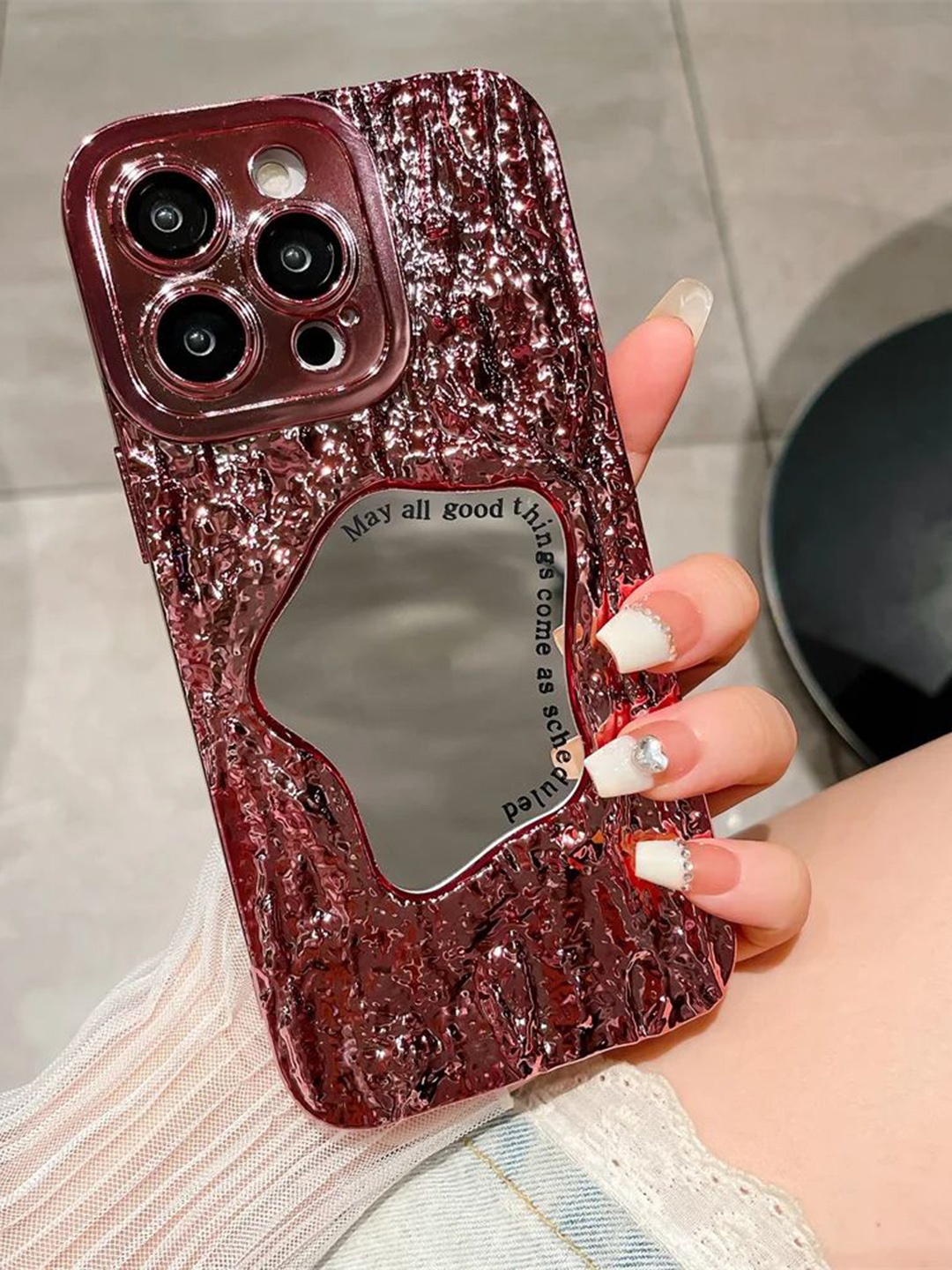 

Luxury Kase Solid Printed iPhone 13 Pro Back Case Mobile Accessories, Rose gold
