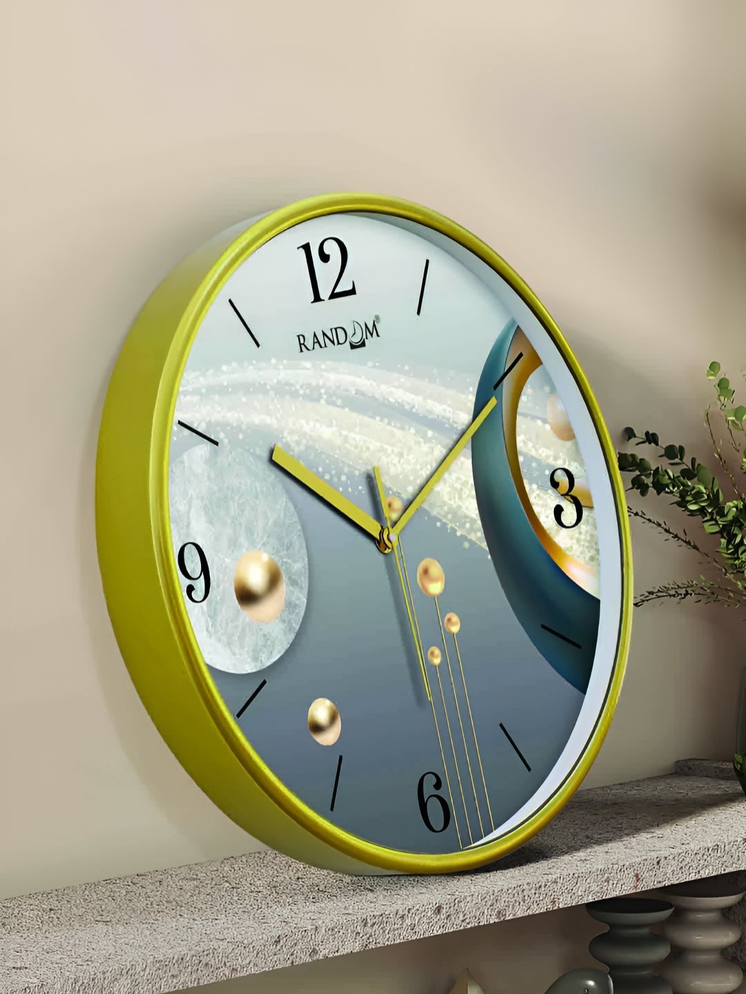 

RANDOM Printed Round Shaped Sweep Silent Movement Contemporary Wall Clock, Green