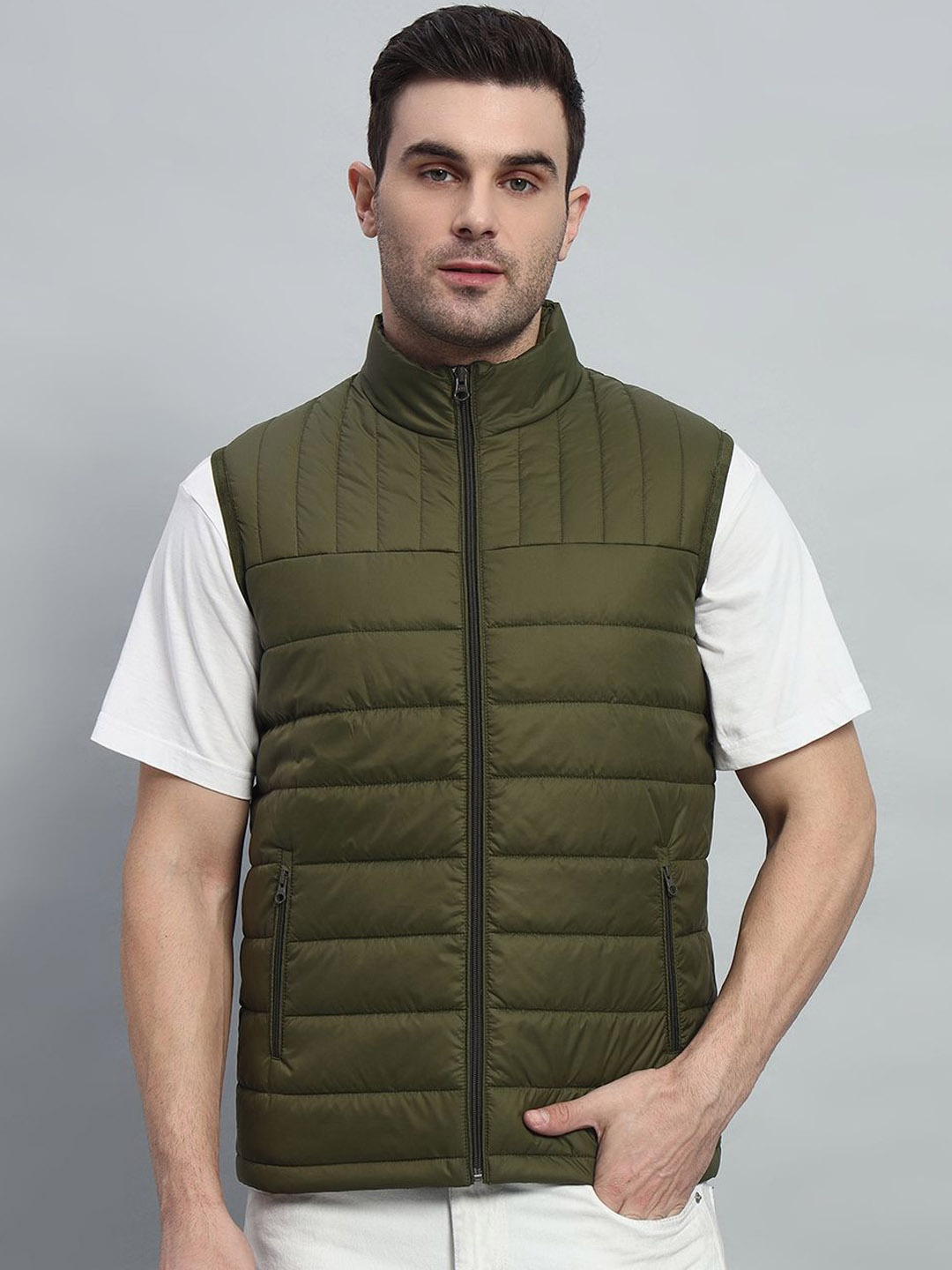 

AR-FIT Men Colourblocked Polyester Lightweight Puffer Jacket, Green