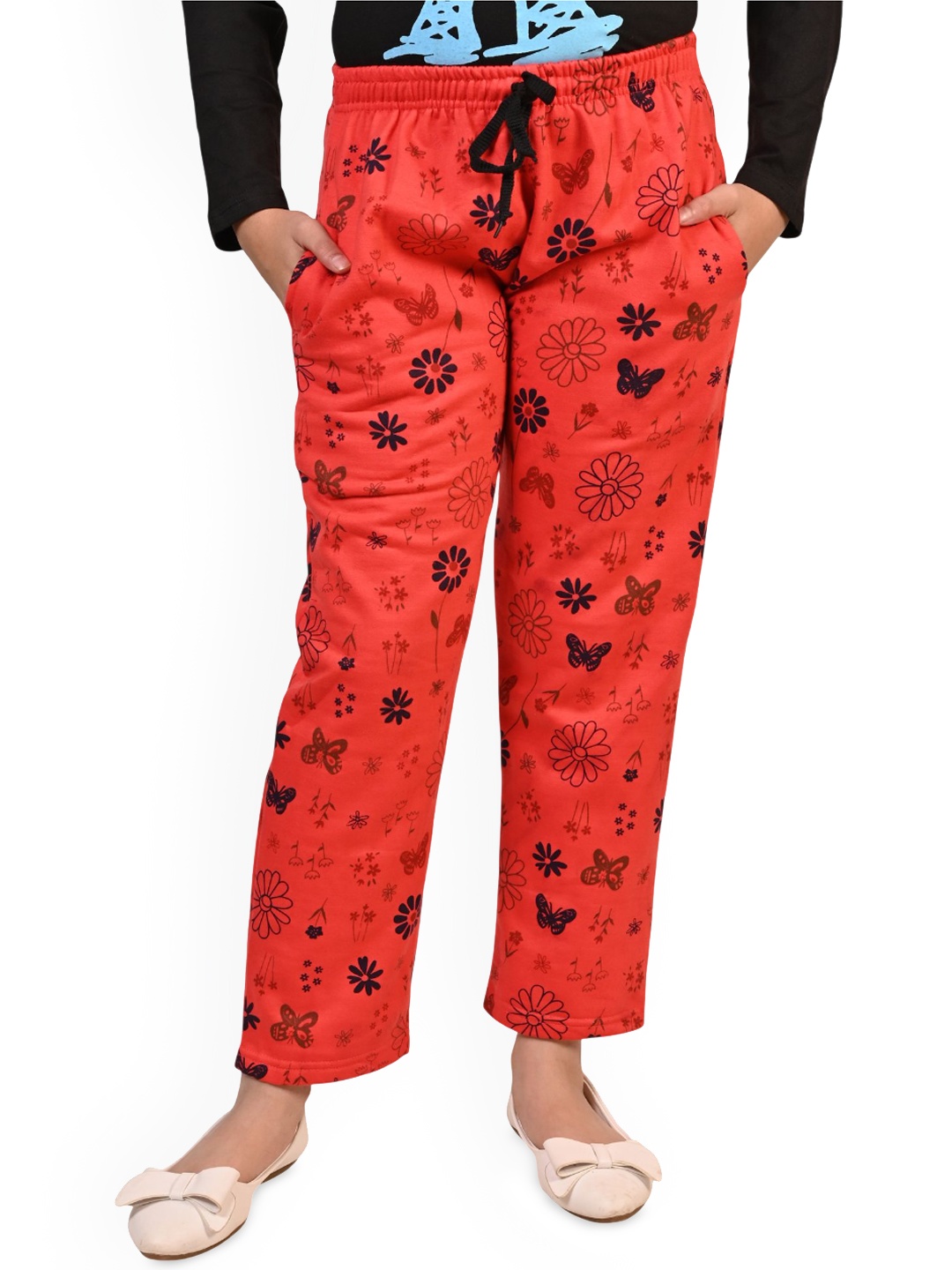 

BAESD Girls Printed Relaxed-Fit Ankle Length Track Pants, Magenta