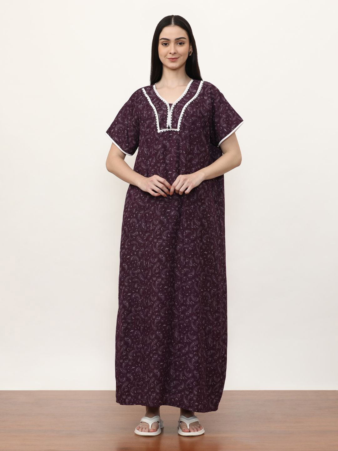 

Jaipur Kurti Printed Maxi Nightdress, Purple