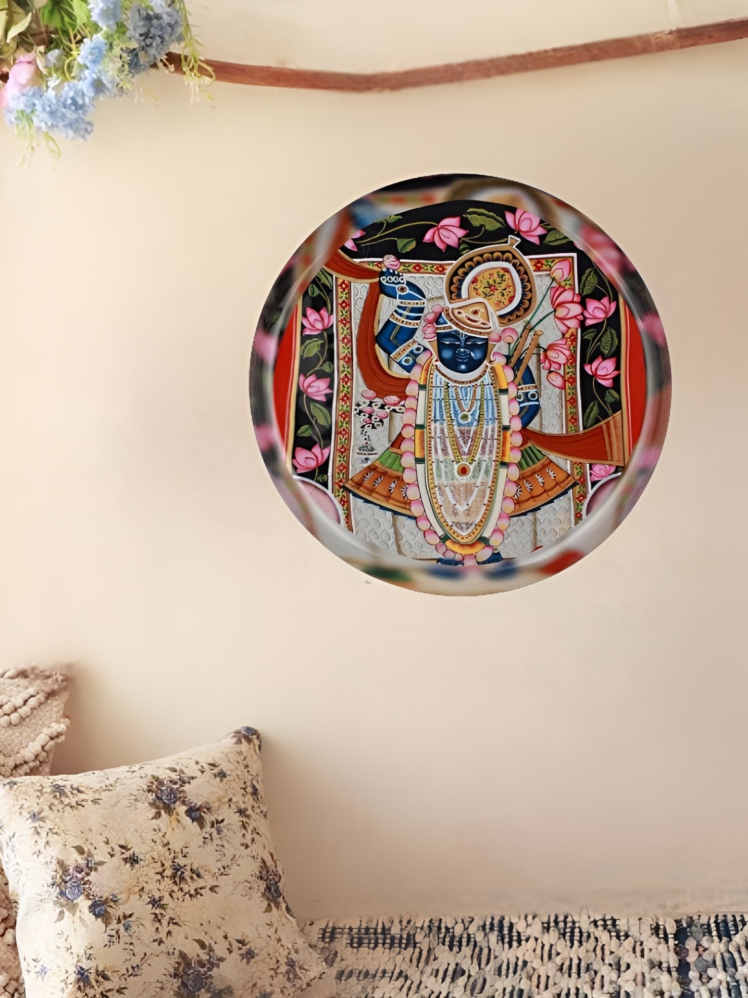 

Homspurts White & Pink Shreenathji Religious Wall Art