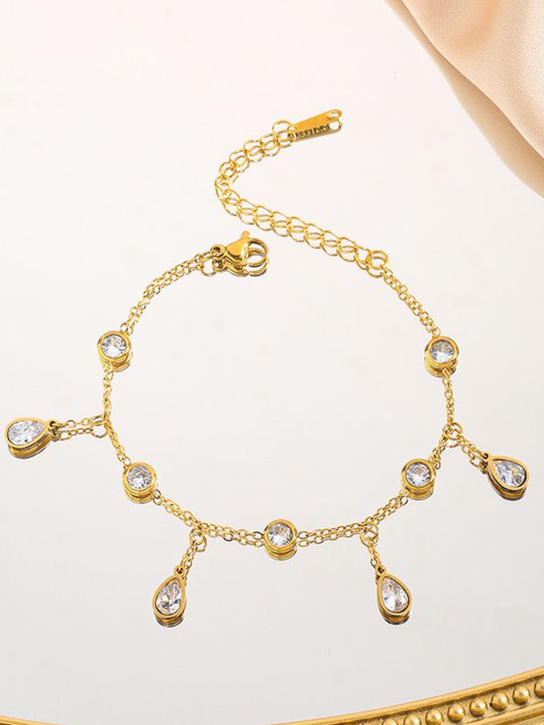 

Just Lil Things Gold-Plated Stone Studded Wraparound Bracelet