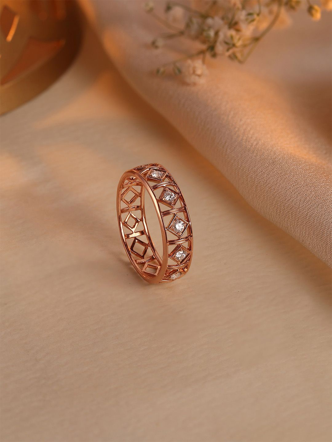 

Mia by Tanishq Women 14KT Gold & Diamond Finger Ring-1.88g, Rose gold