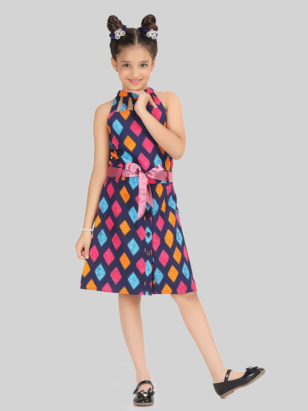 

BEING NAUGHTY Print Fit & Flare Dress, Blue