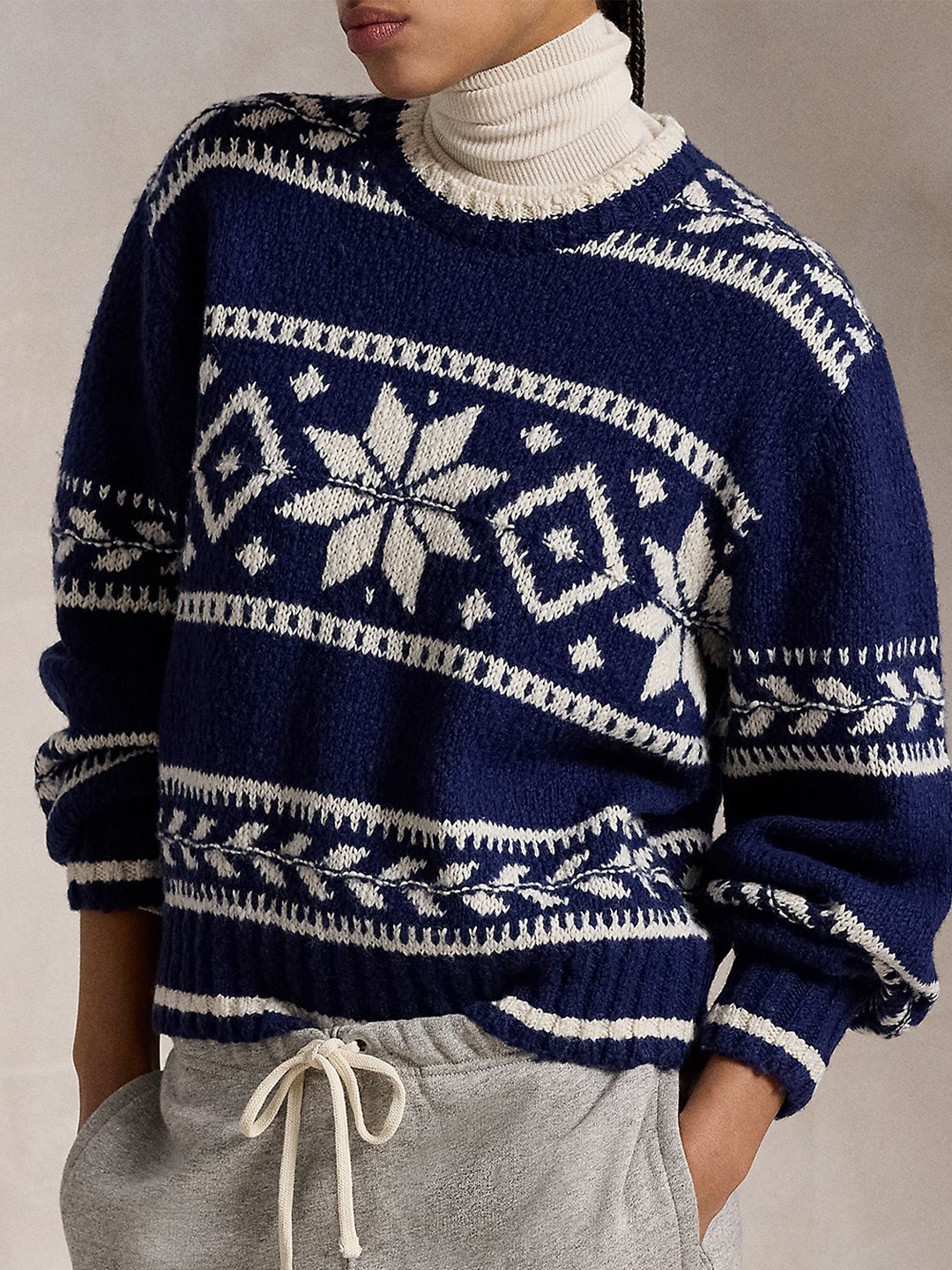 

Polo Ralph Lauren Women Printed Long Sleeves Sweater, Navy blue