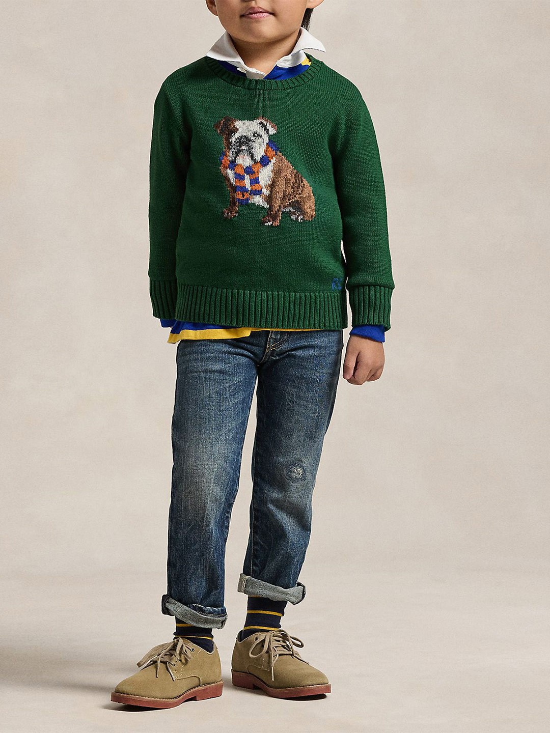 

Polo Ralph Lauren Boys Printed Pure Cotton Intarsia-Knit Sweater, Green