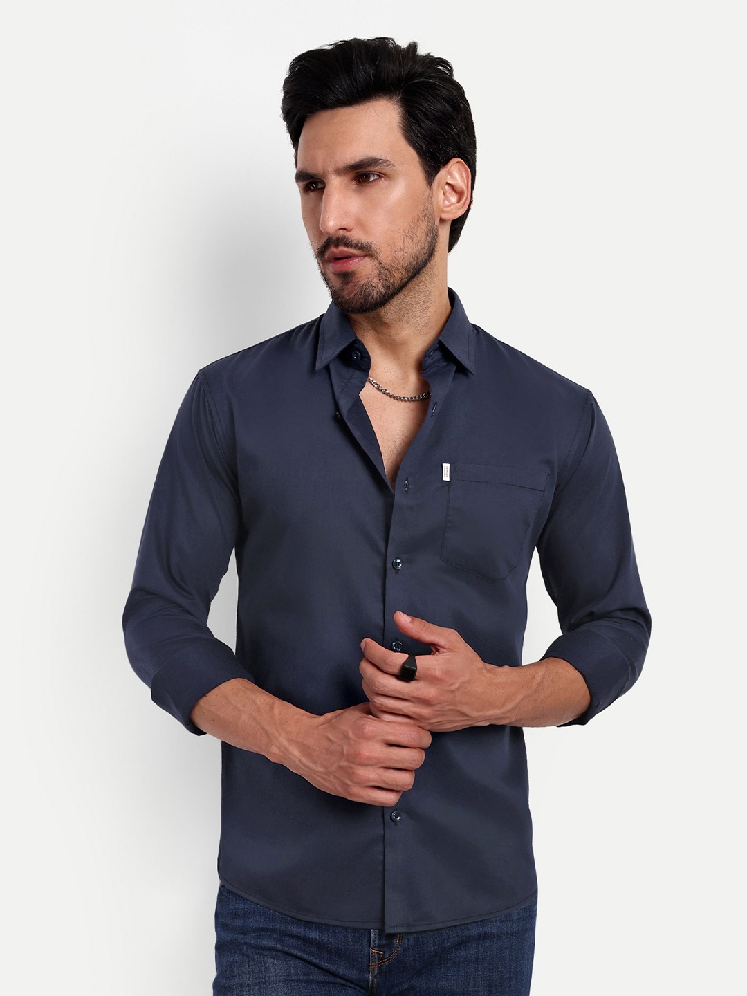 

Lewogle Men Opaque Casual Shirt, Grey