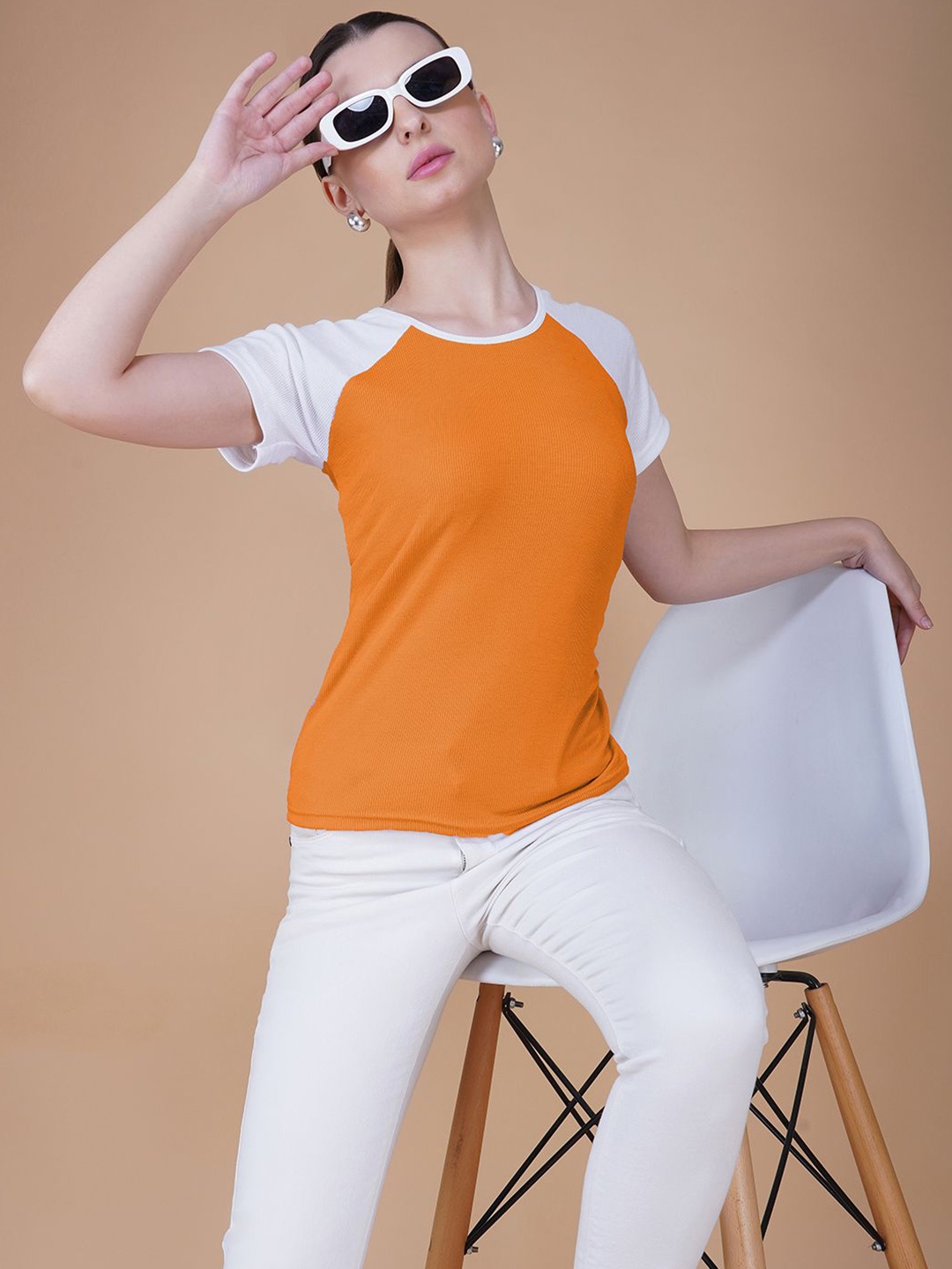 

Lagashi Women Colourblocked Cotton Top, Orange