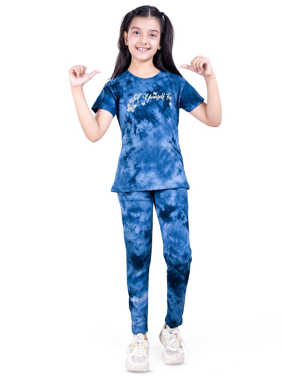 

BAESD Girls Dyed Top with Pyjamas, Blue