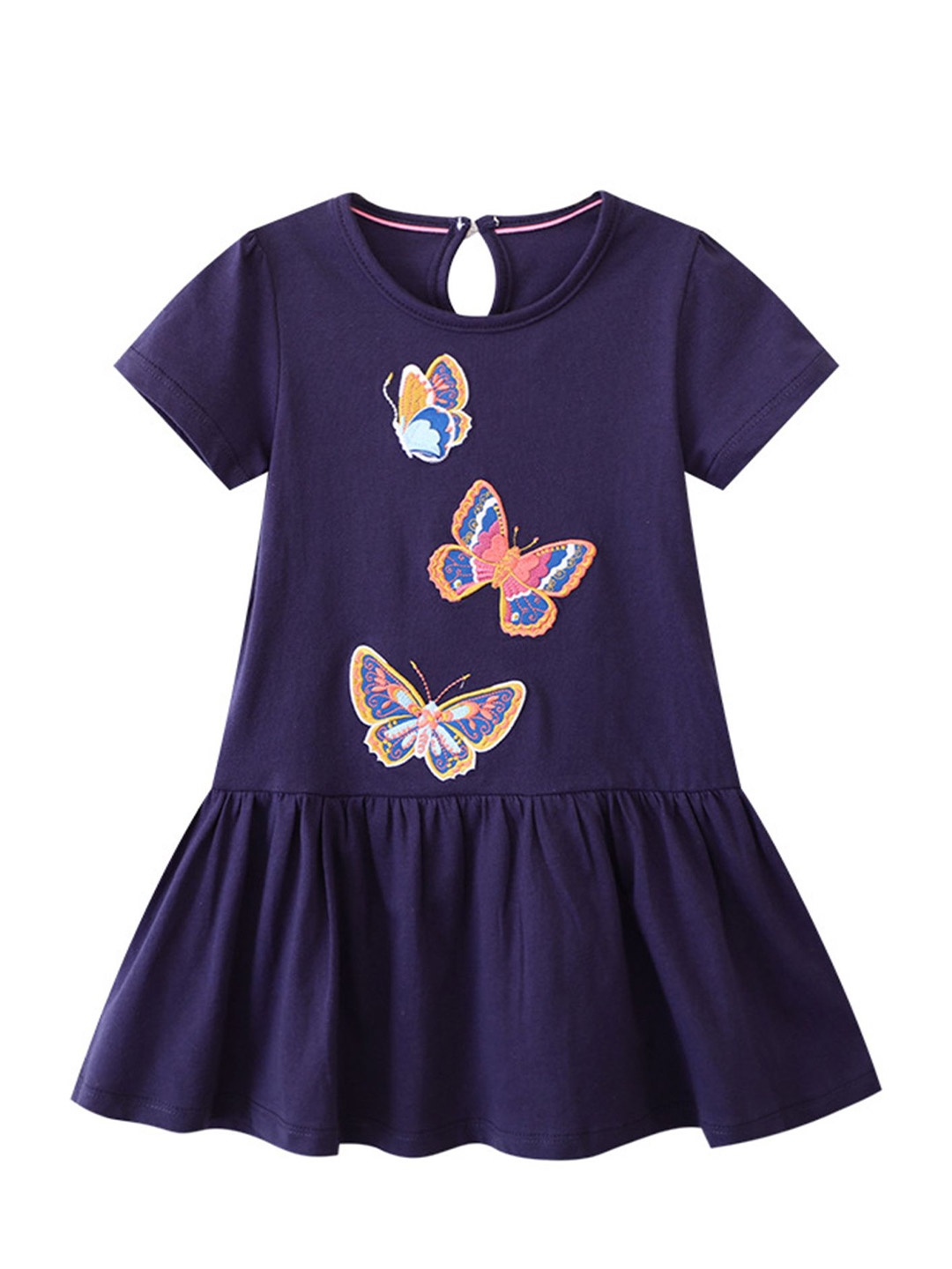 

LULU & SKY Girls Cotton Drop-Waist Dress, Purple