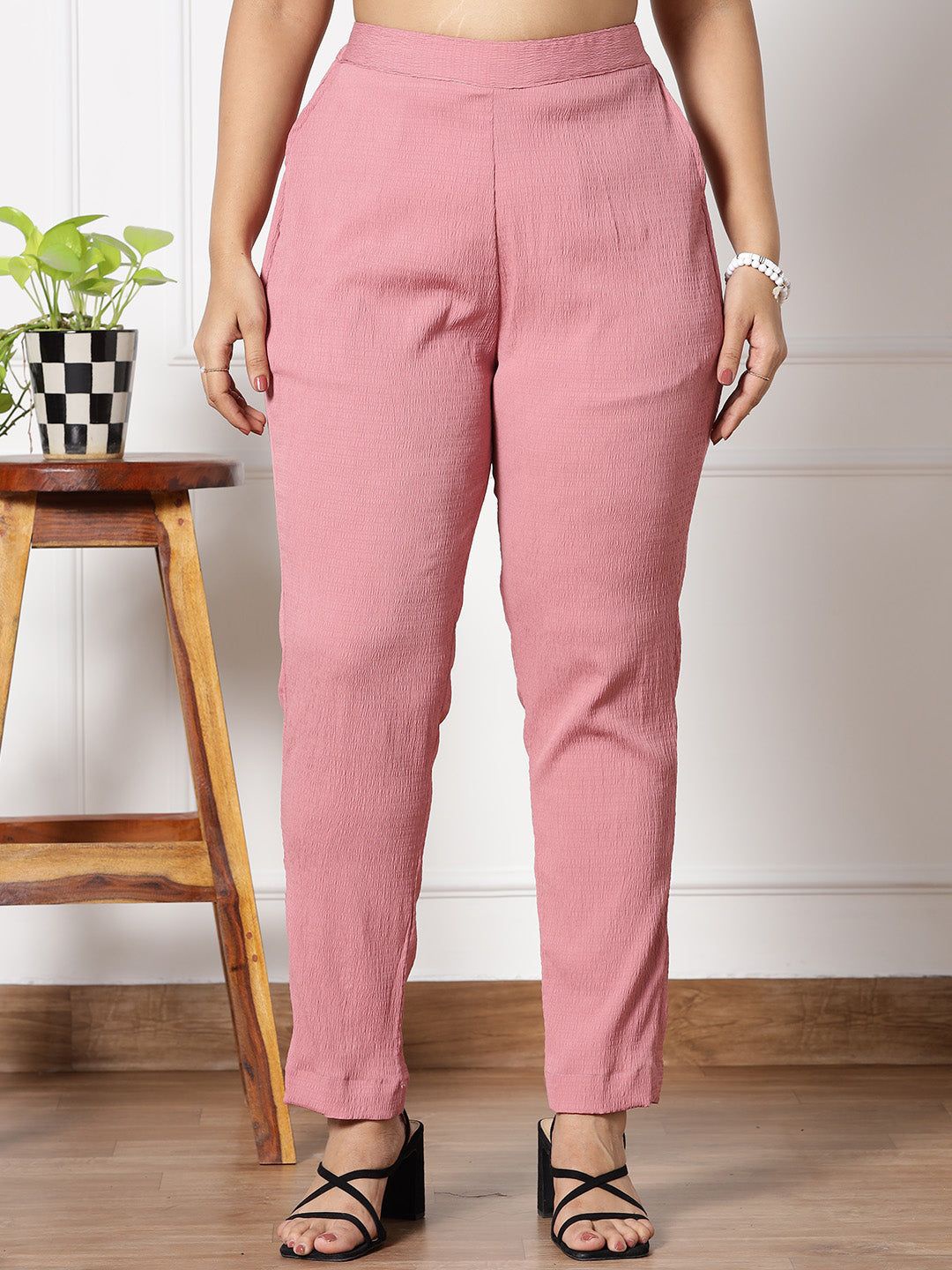 

LetsDressUp Women Comfort Easy Wash Trousers, Pink