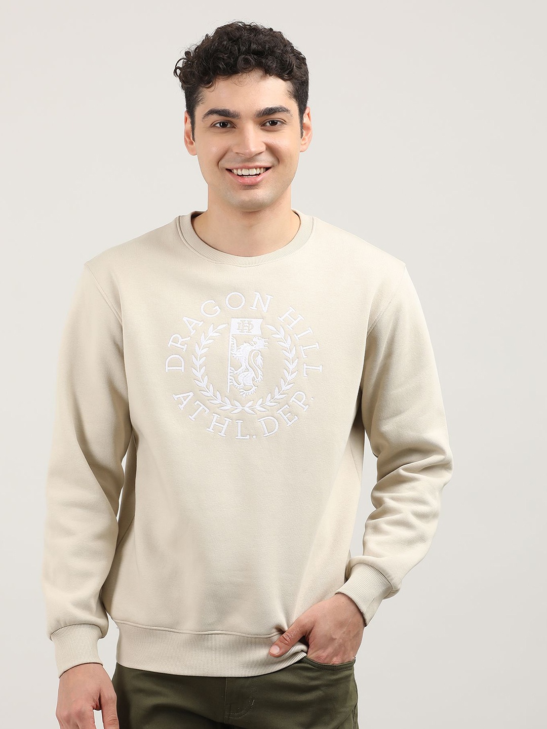 

DRAGON HILL Men Printed Sweatshirt, Khaki