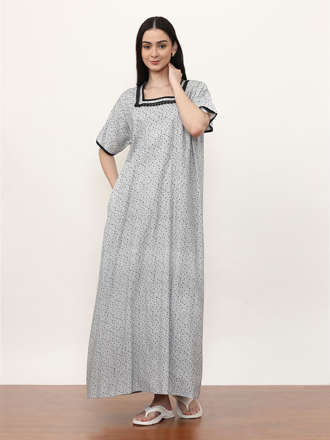 

Jaipur Kurti Printed Maxi Nightdress, Grey