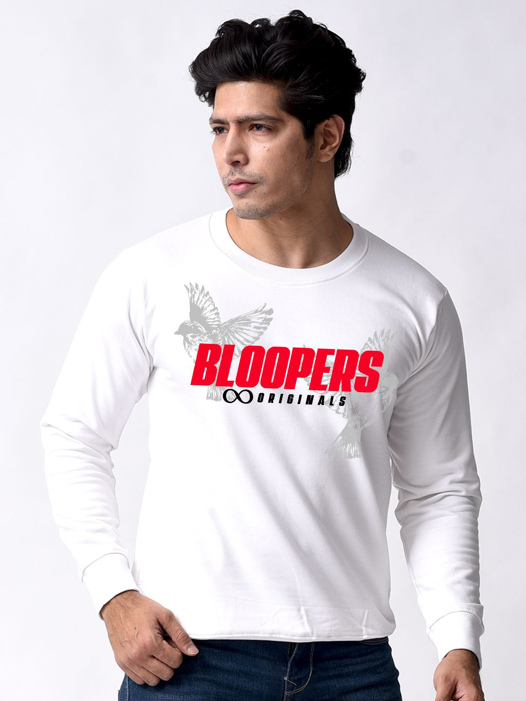 

Bloopers Store Men Printed Hooded Sweatshirt, White