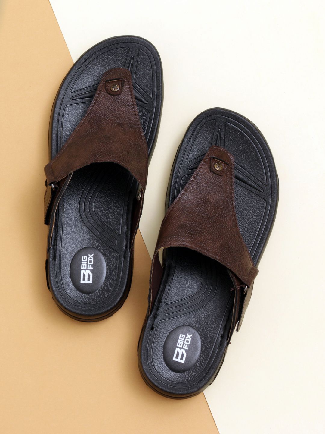

Big Fox Men Velcro Comfort Sandals, Brown